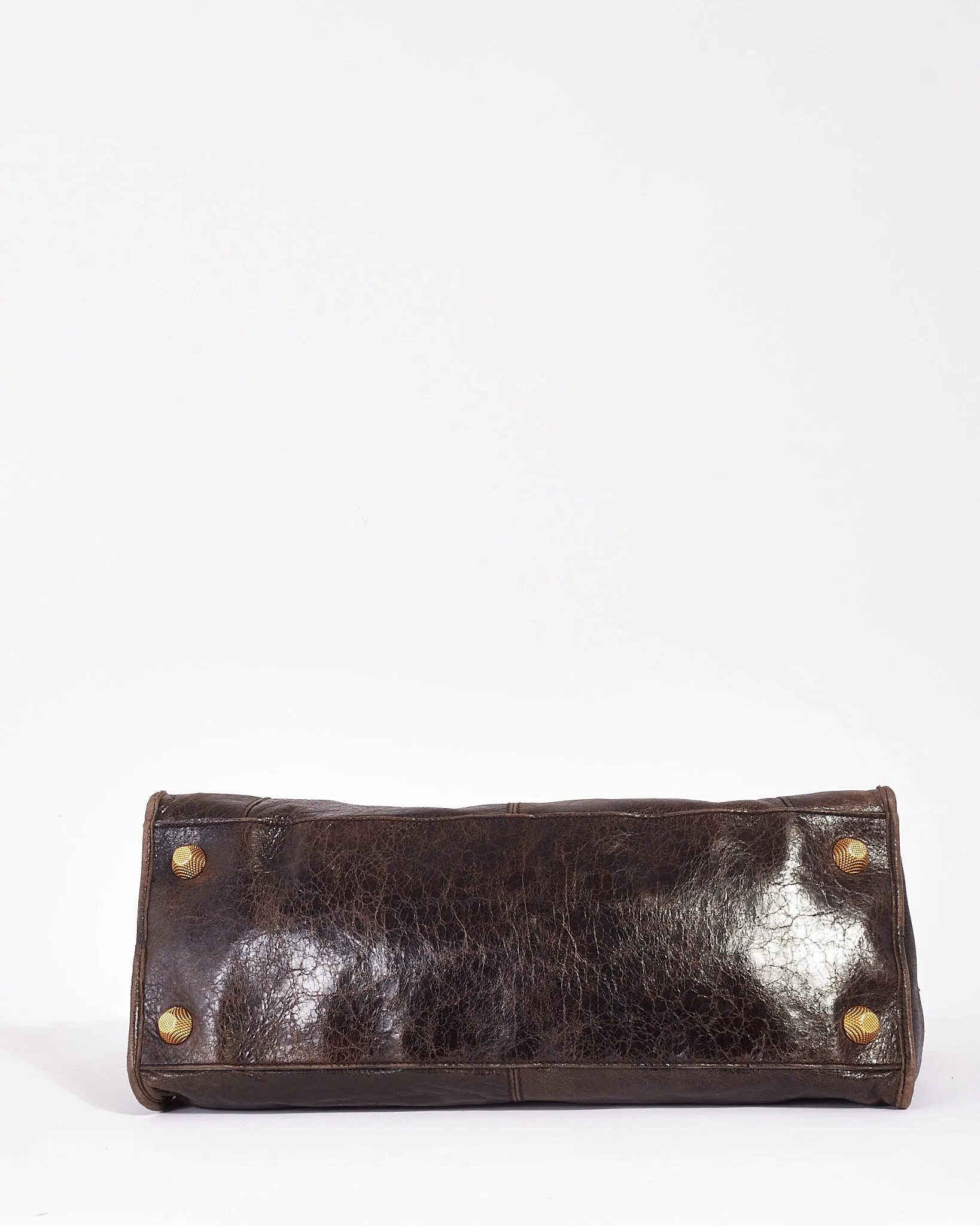 Balenciaga Brown Lambskin Leather Giant Motocross City Bag