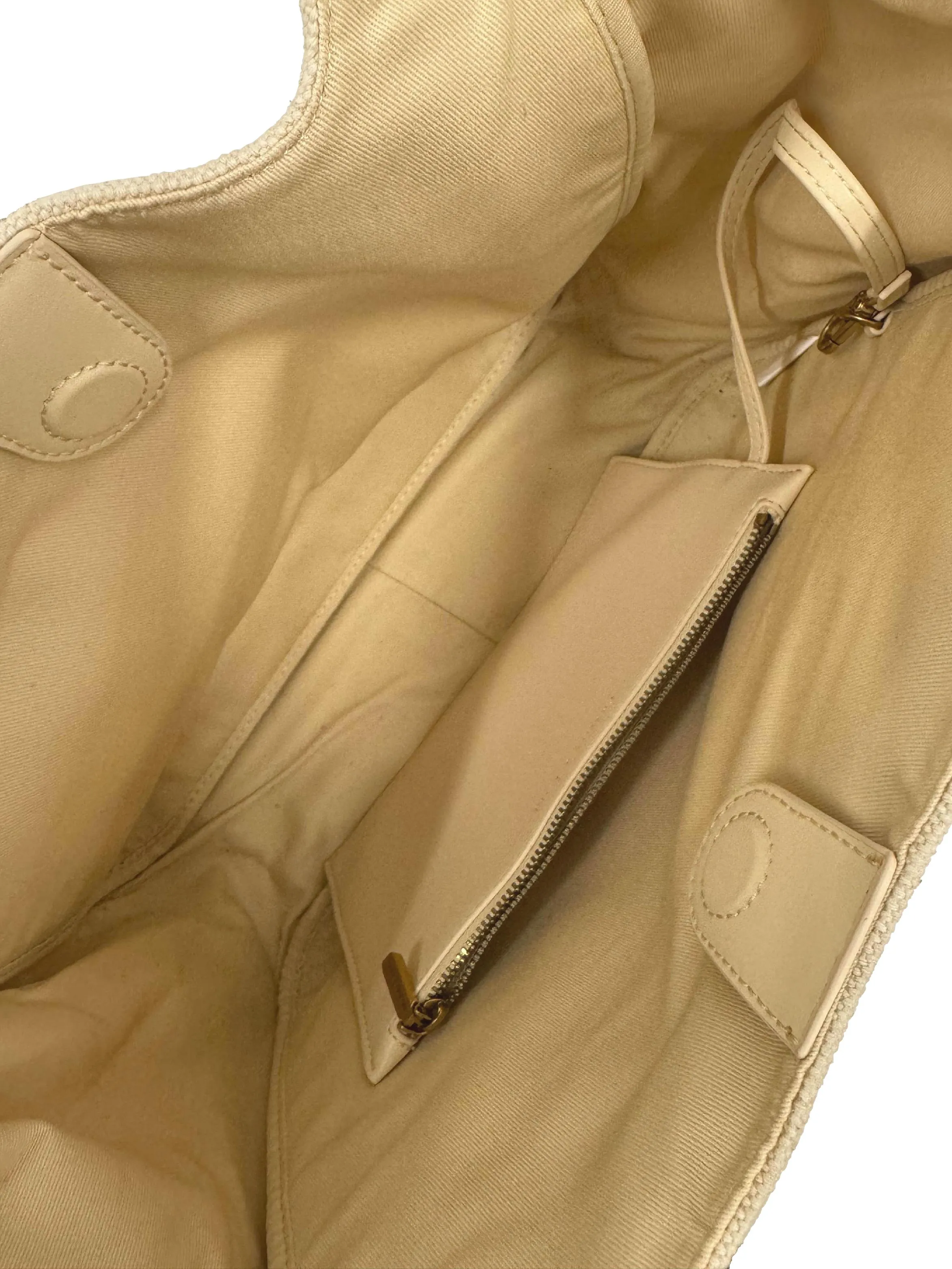Beige Canvas Shoulder Bag