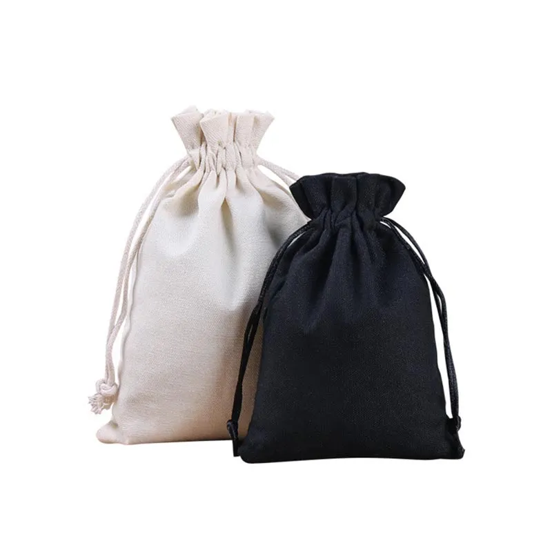 Black Canvas Drawstring Bags - 7 Sizes