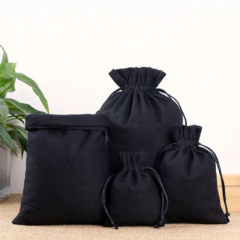 Black Canvas Drawstring Bags - 7 Sizes