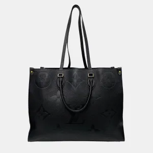 Black Leather Large Onthego MM Tote Bag