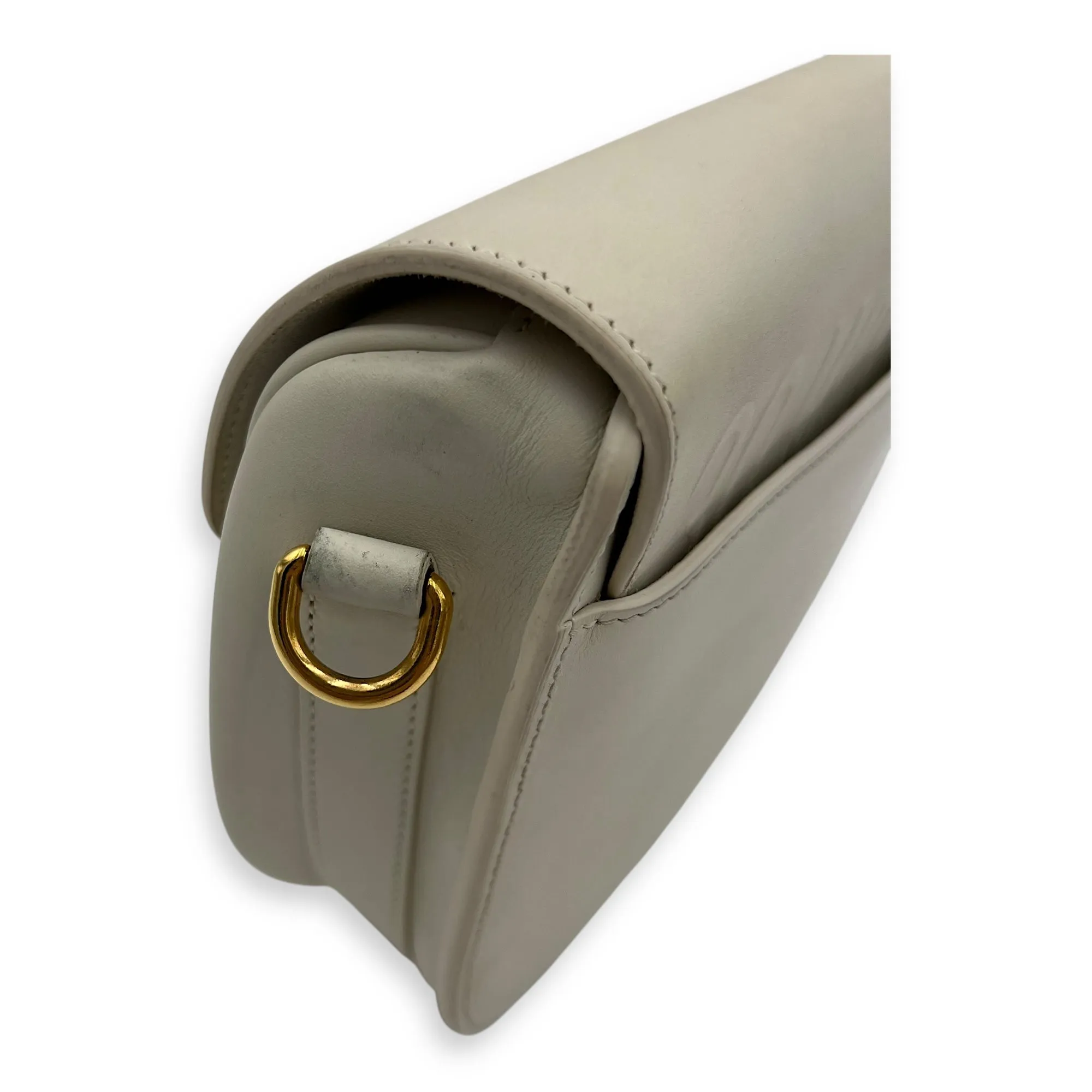 Bobby Medium White Crossbody Bag in Calfskin, Gold hardware