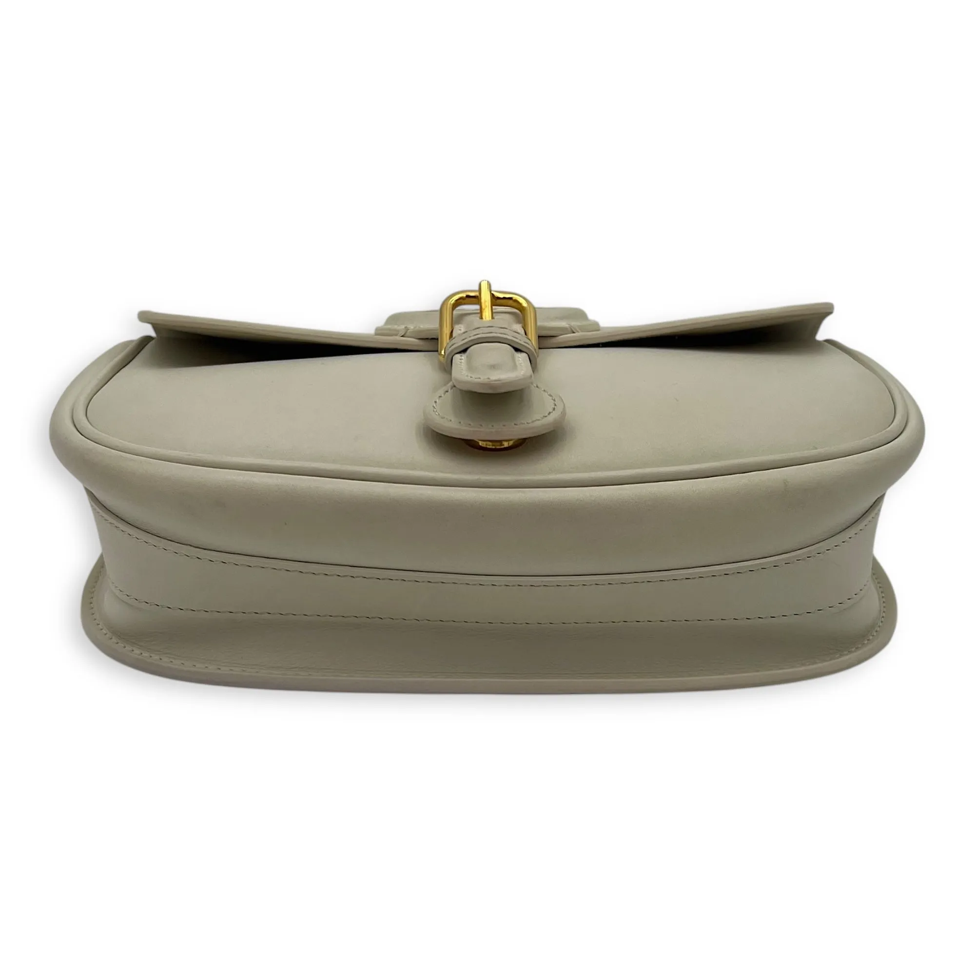 Bobby Medium White Crossbody Bag in Calfskin, Gold hardware