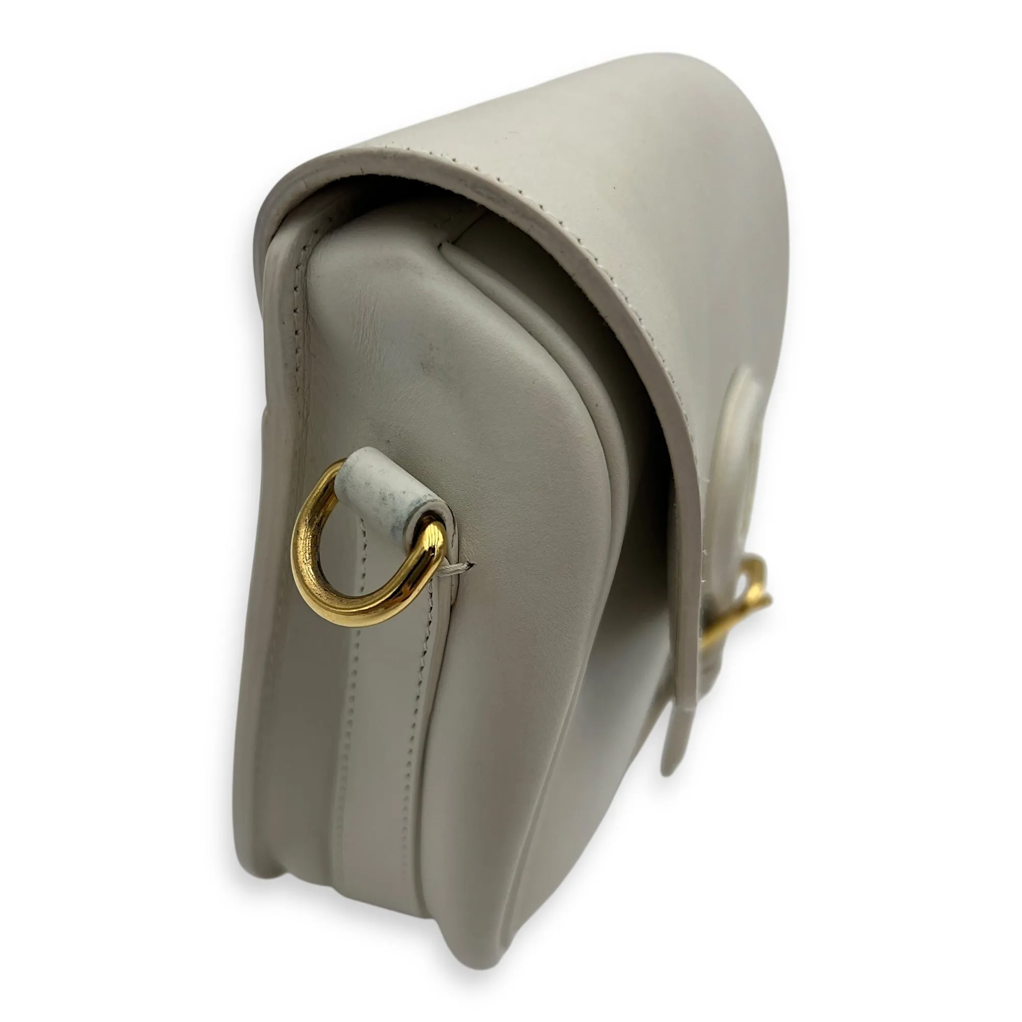 Bobby Medium White Crossbody Bag in Calfskin, Gold hardware