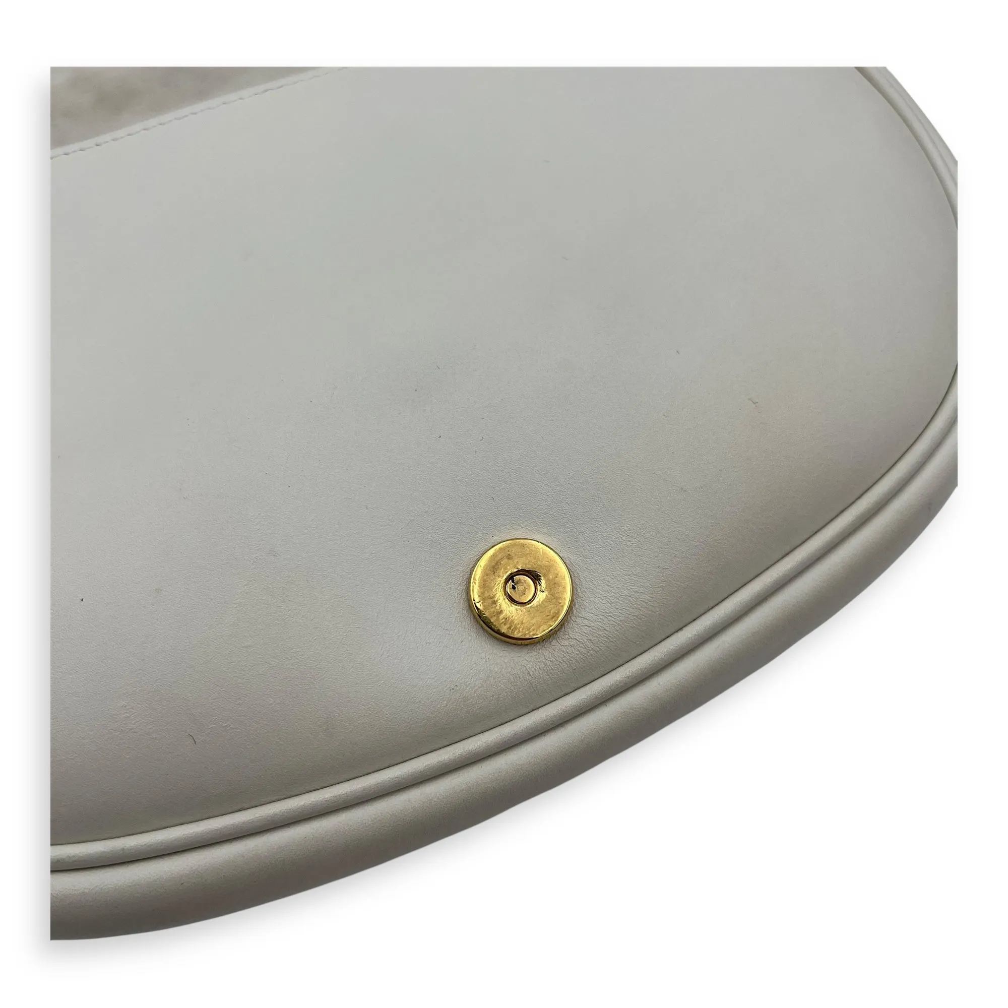 Bobby Medium White Crossbody Bag in Calfskin, Gold hardware