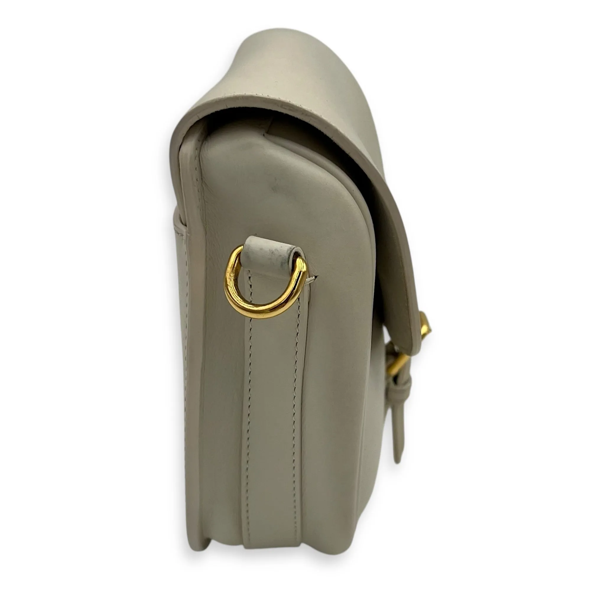 Bobby Medium White Crossbody Bag in Calfskin, Gold hardware