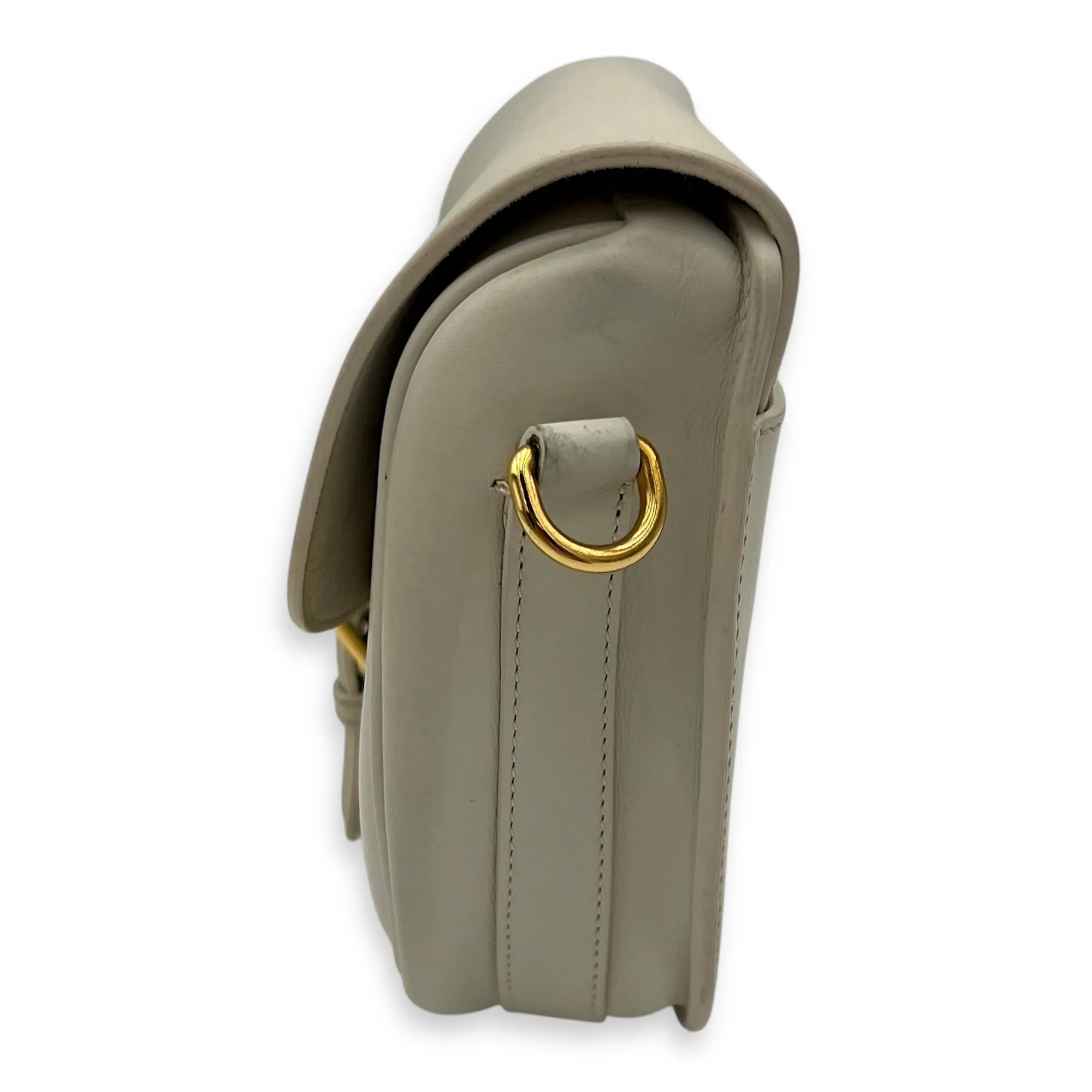 Bobby Medium White Crossbody Bag in Calfskin, Gold hardware