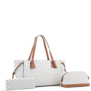 Bora Bora Handbags 3 piece Checkered Monogram Handbag