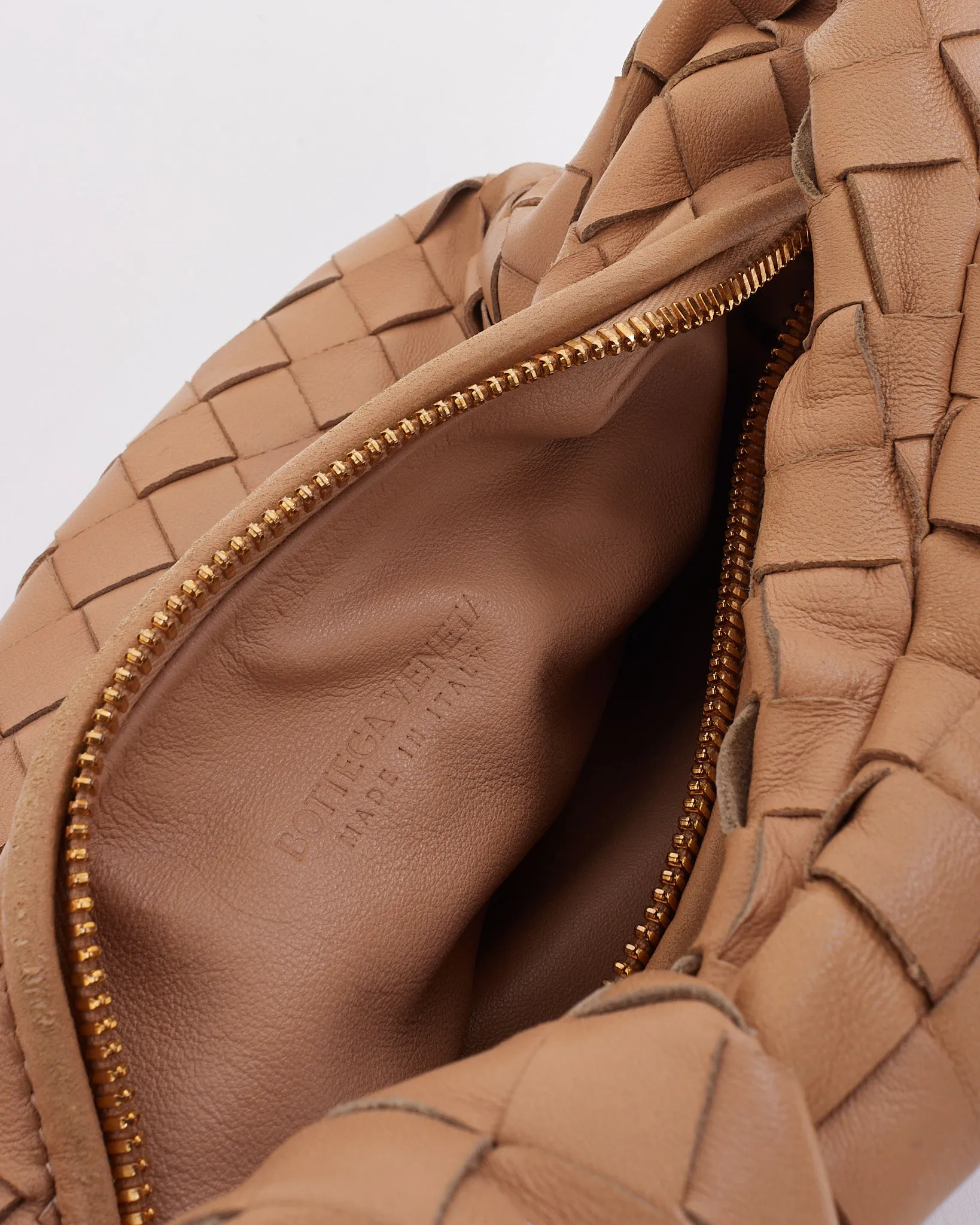 Bottega Veneta Beige Almond Intrecciato Leather Mini Jodie Bag