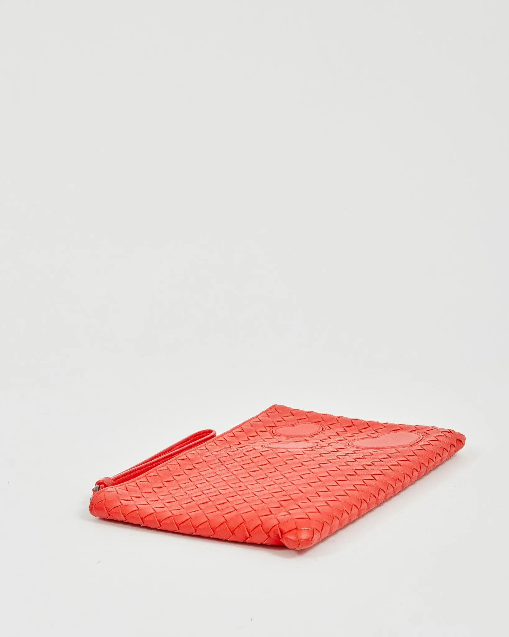 Bottega Veneta Red Intrecciato Leather Wristlet Pouch