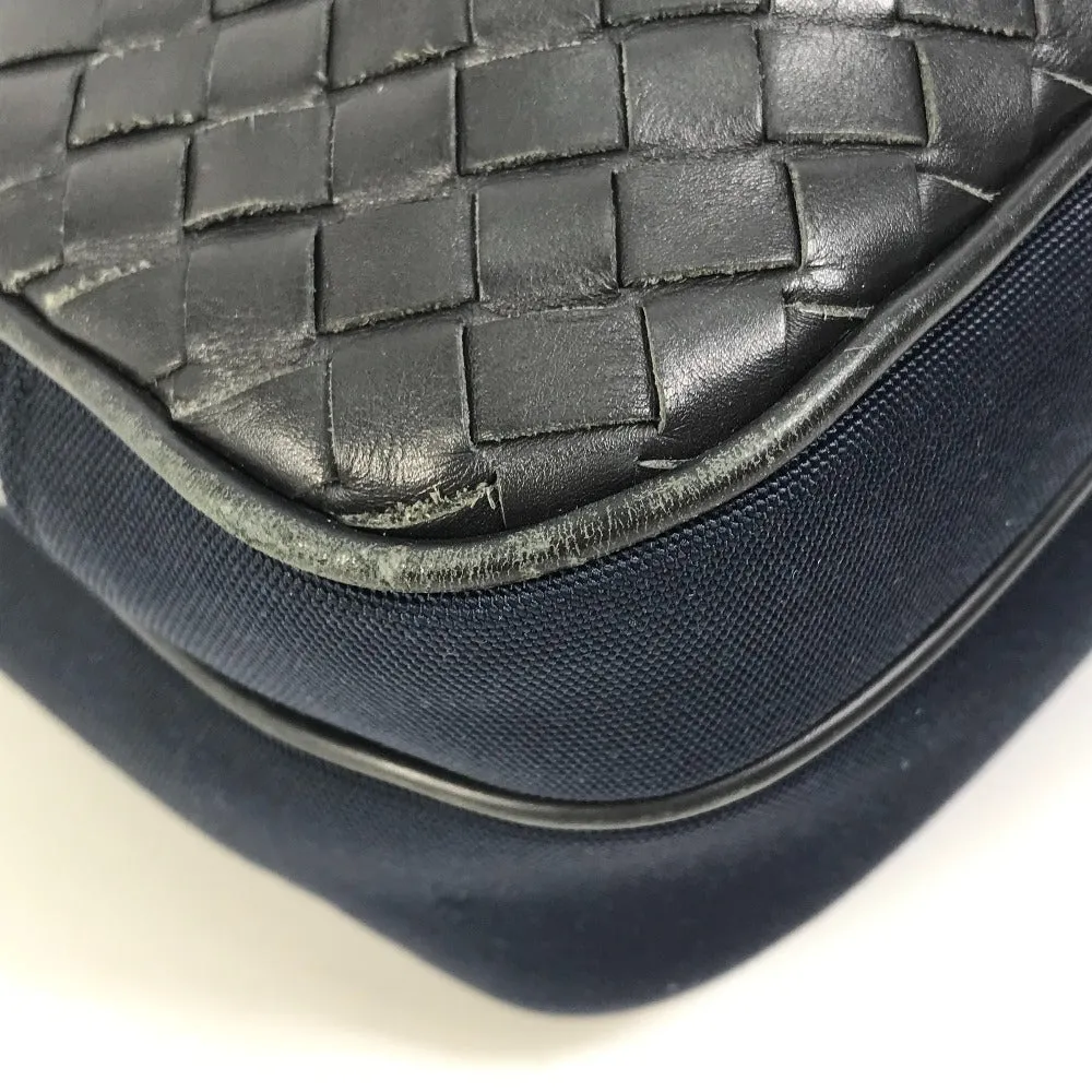 BOTTEGAVENETA Sling bag Leather / canvas Navy Cross Sling Bag INTRECCIATO mens Used Authentic