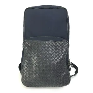 BOTTEGAVENETA Sling bag Leather / canvas Navy Cross Sling Bag INTRECCIATO mens Used Authentic