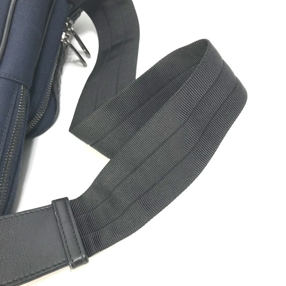 BOTTEGAVENETA Sling bag Leather / canvas Navy Cross Sling Bag INTRECCIATO mens Used Authentic