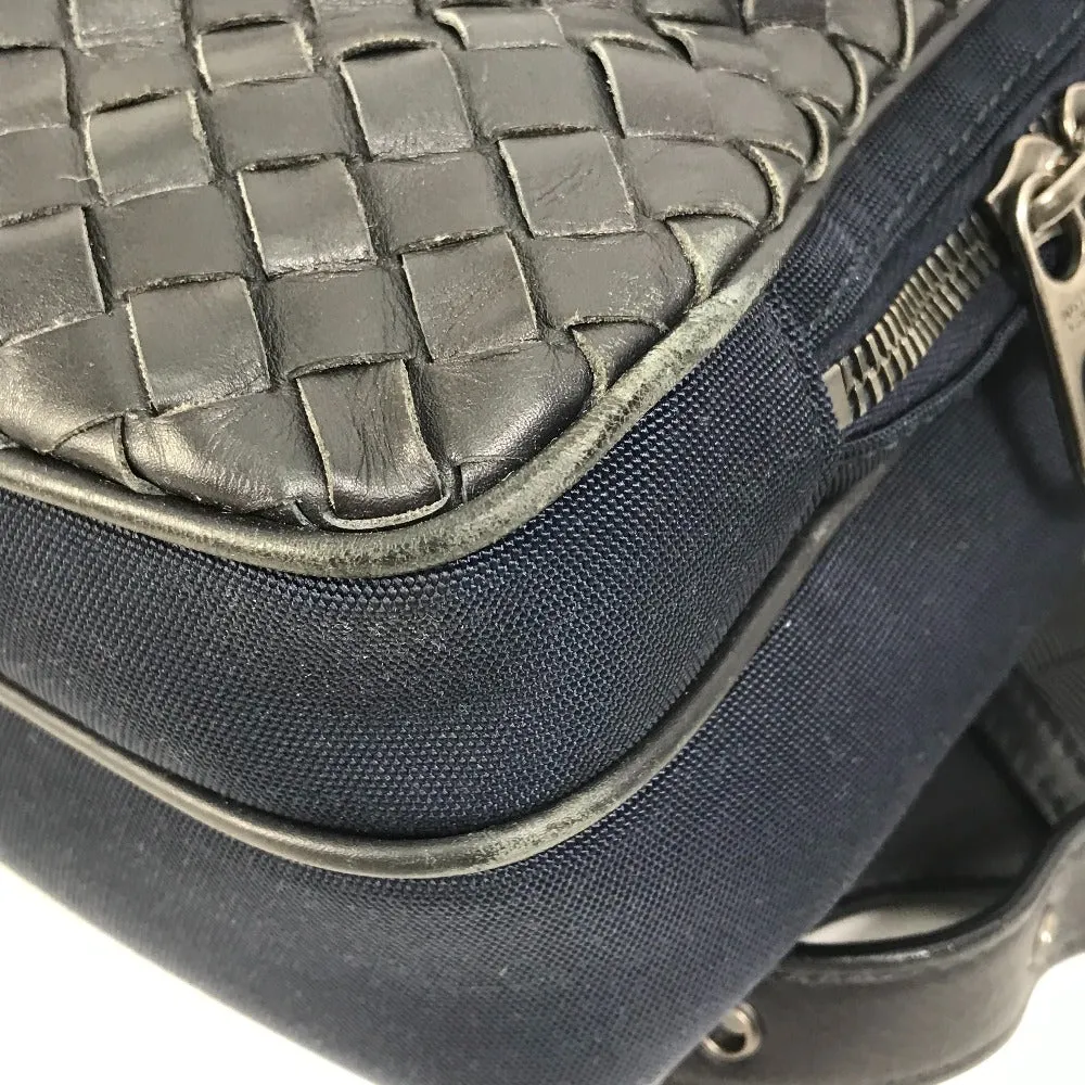 BOTTEGAVENETA Sling bag Leather / canvas Navy Cross Sling Bag INTRECCIATO mens Used Authentic