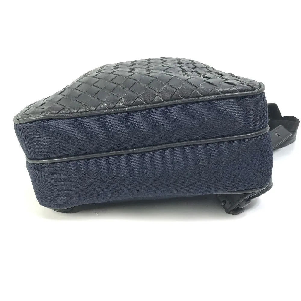 BOTTEGAVENETA Sling bag Leather / canvas Navy Cross Sling Bag INTRECCIATO mens Used Authentic