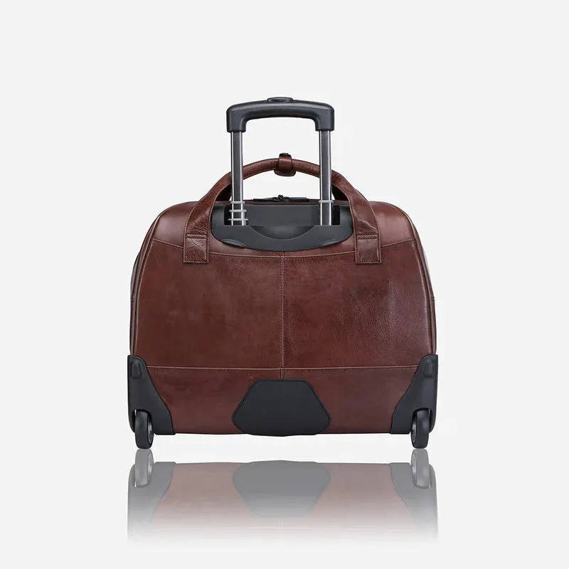 Brando Winchester 17" Leather Laptop Bag On Wheels Brown