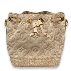 Bucket 13cm Beige Crossbody Bag in Coated Canvas, Gold hardware