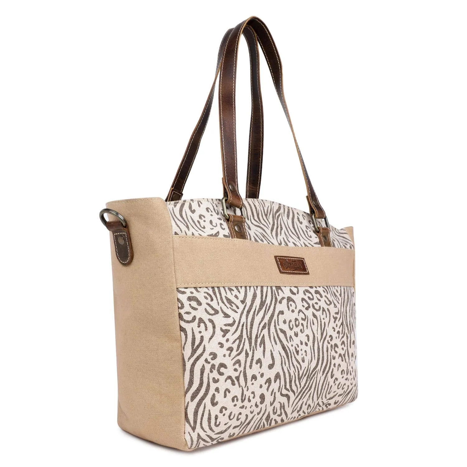 Canvas & Leather Women's Tote Bag - Sea Salt/Desert Sand