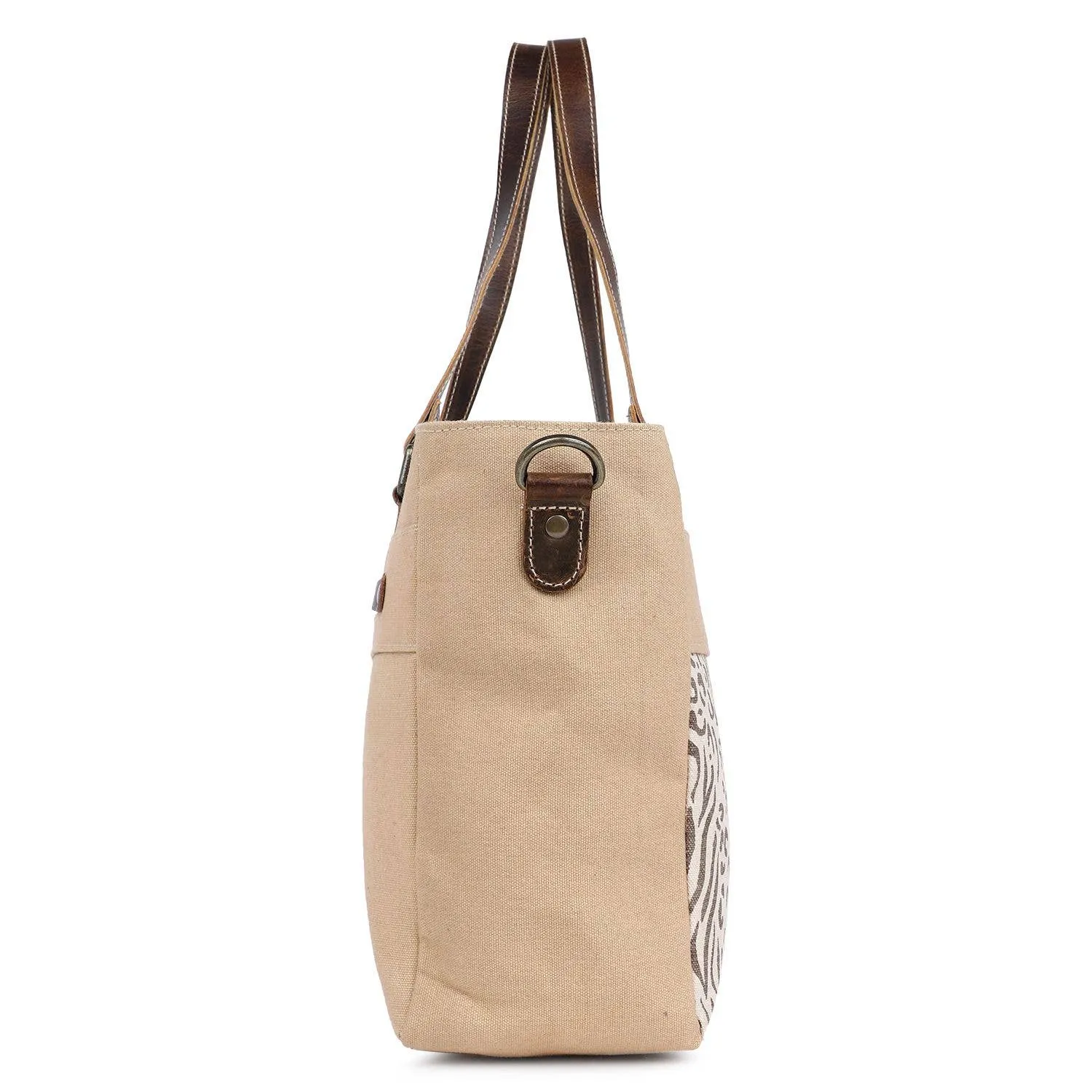 Canvas & Leather Women's Tote Bag - Sea Salt/Desert Sand