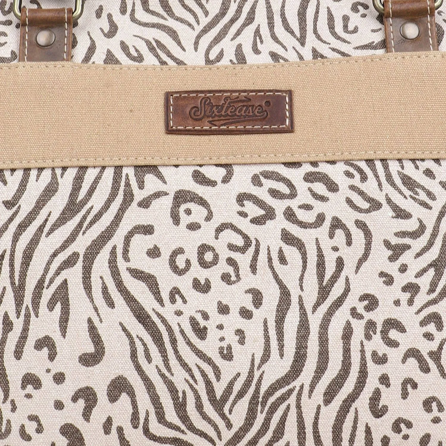 Canvas & Leather Women's Tote Bag - Sea Salt/Desert Sand