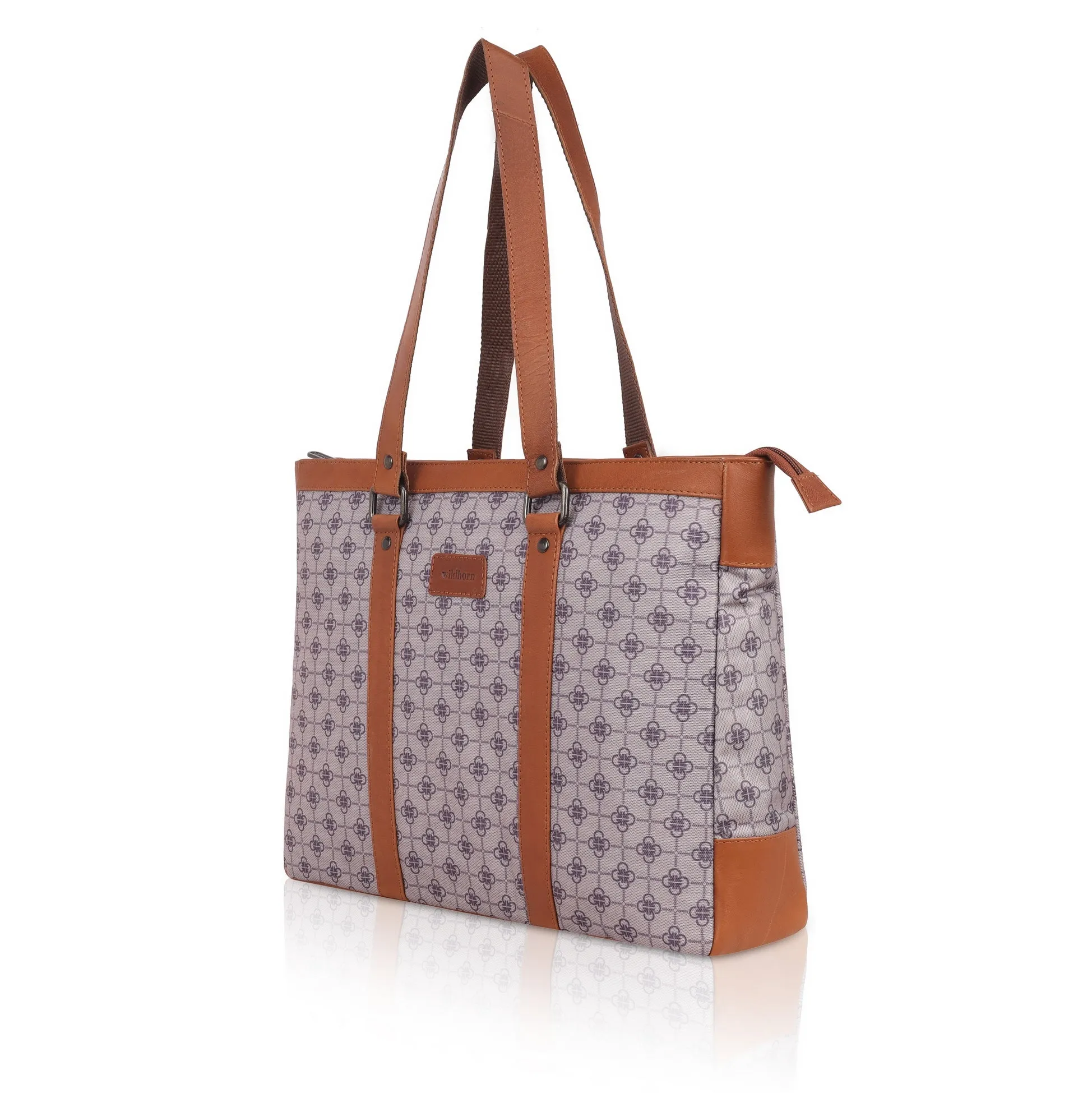 CAROLINA Laptop Tote Bag for Women I 15.6 inch Canvas Shoulder Bags for Laptop I Computer Messenger Purse I Handbag Office Briefcase Bag