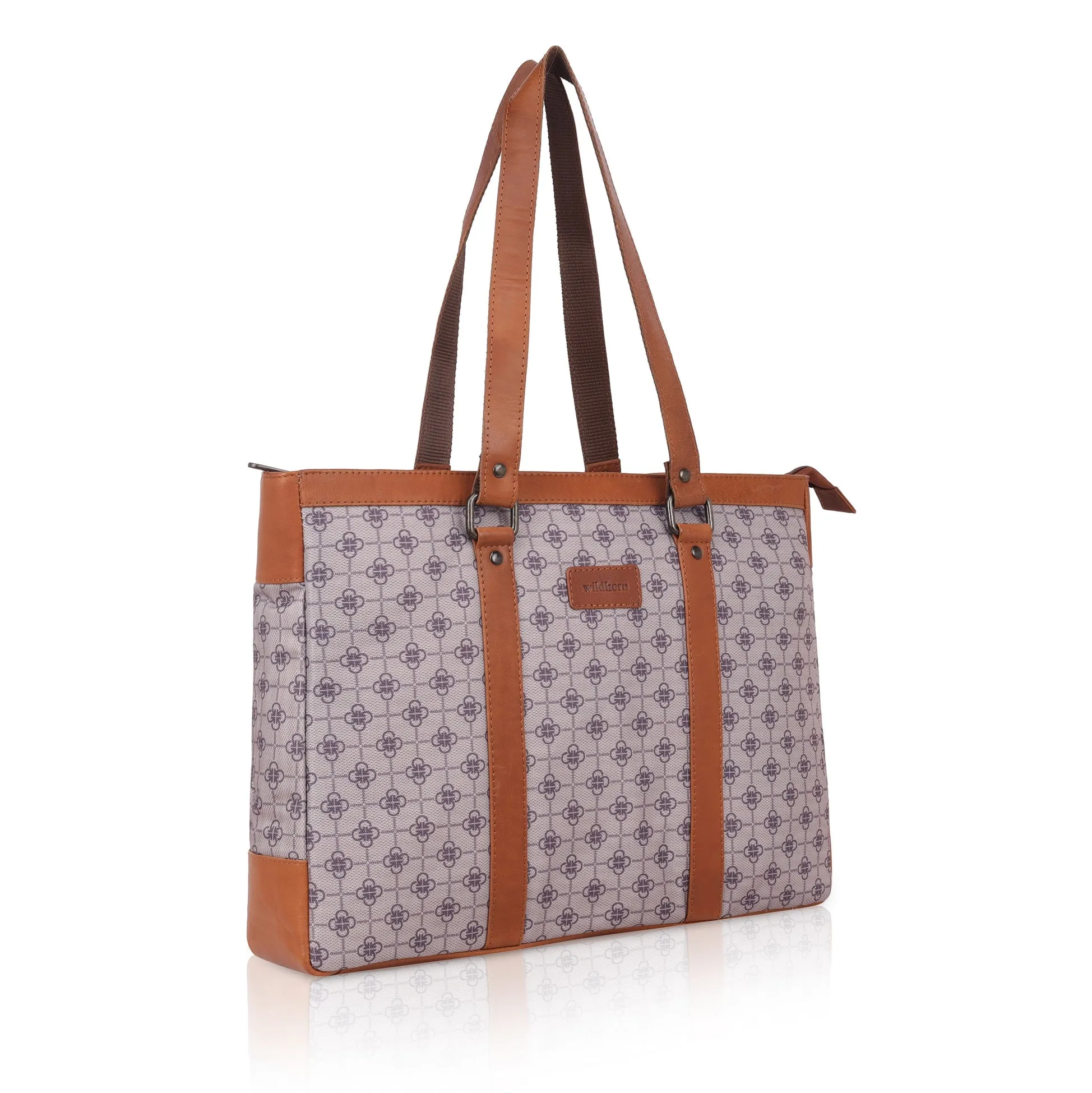 CAROLINA Laptop Tote Bag for Women I 15.6 inch Canvas Shoulder Bags for Laptop I Computer Messenger Purse I Handbag Office Briefcase Bag