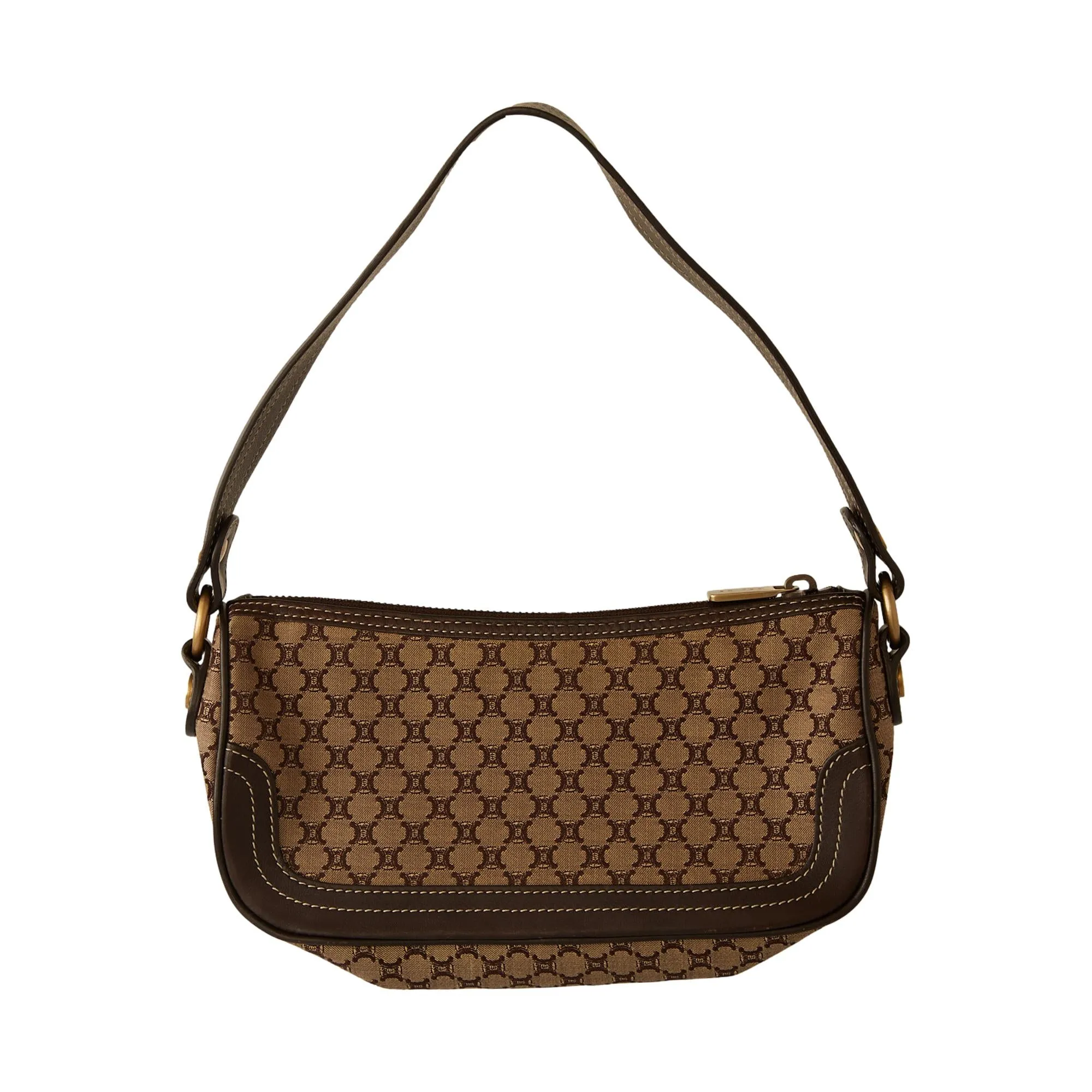 Celine Brown Logo Mini Shoulder Bag