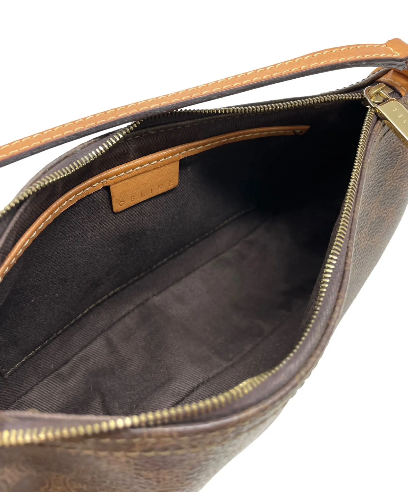 Celine Brown Logo Shoulder Bag