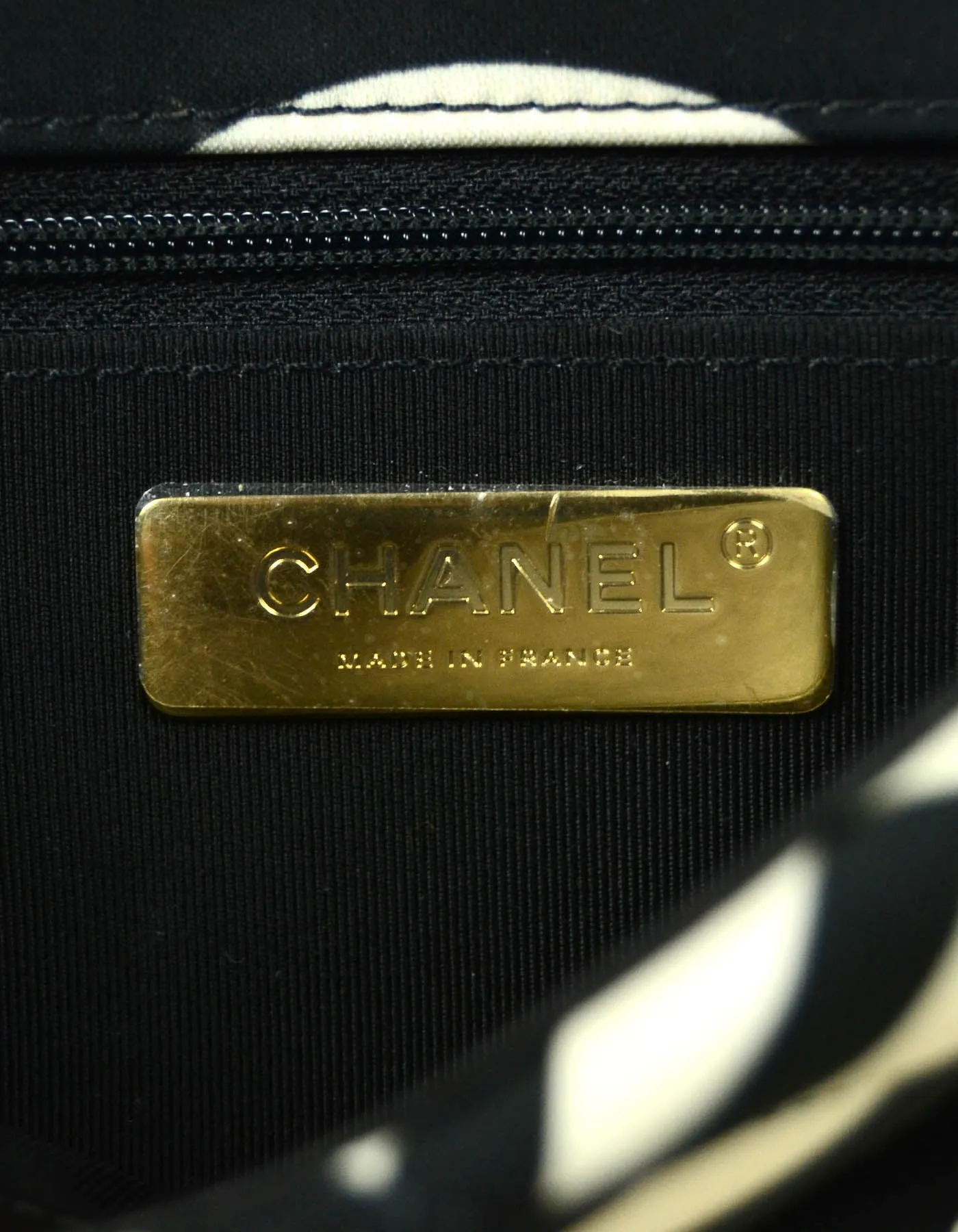 Chanel 2021 Black/ Ecru Fabric CC Printed Large 19 Flap Bag