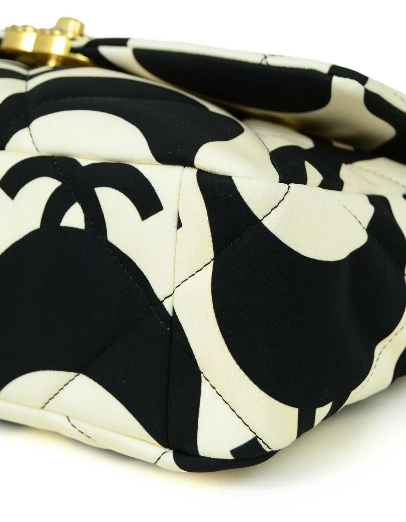 Chanel 2021 Black/ Ecru Fabric CC Printed Large 19 Flap Bag