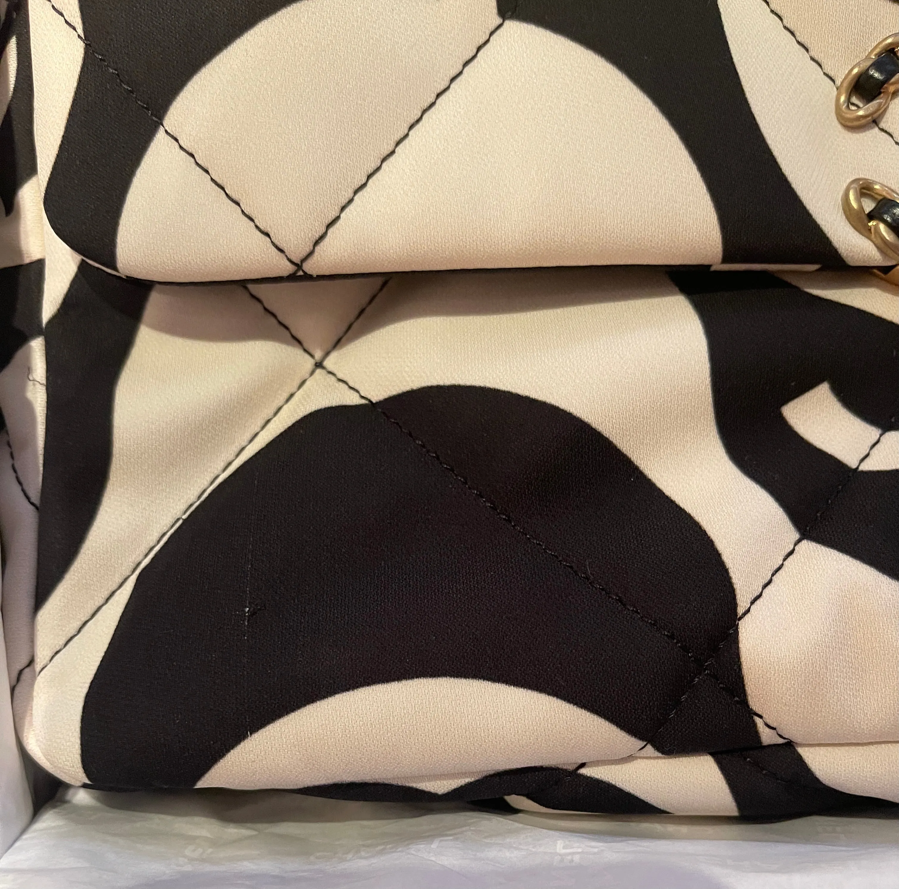 Chanel 2021 Black/ Ecru Fabric CC Printed Large 19 Flap Bag