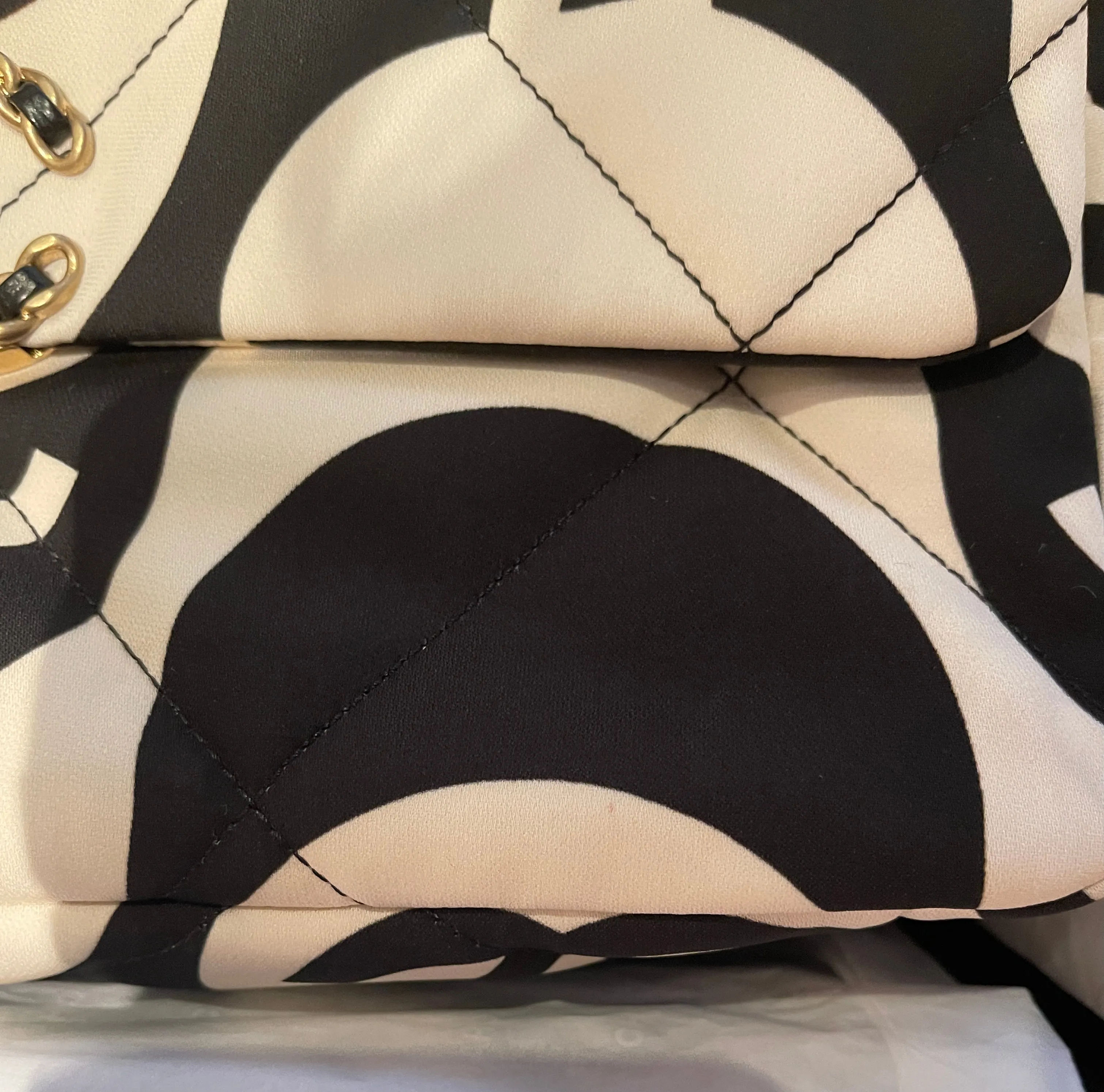 Chanel 2021 Black/ Ecru Fabric CC Printed Large 19 Flap Bag