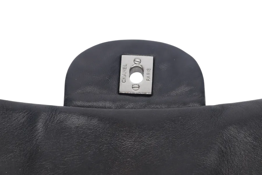 CHANEL 3 ACCORDION FLAP BAG (1390xxxx) BLACK LAMBSKIN GUNMETAL HARDWARE WITH CARD AND DUST COVER