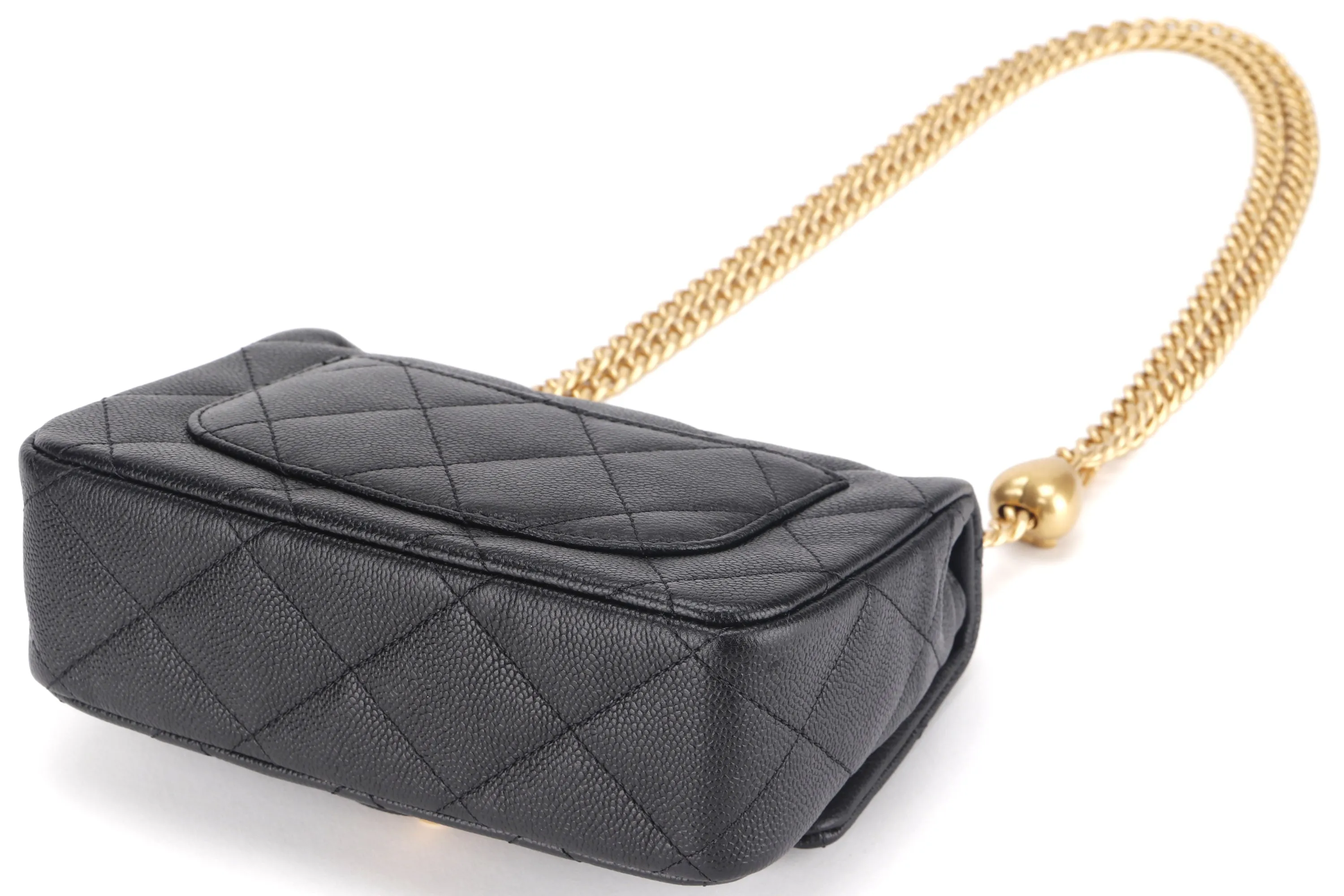 CHANEL AS3829 HEART CHAIN MINI FLAP [MICROCHIP (LGETxxxx)] BLACK CAVIAR GOLD HARDWARE, WITH DUST COVER & BOX