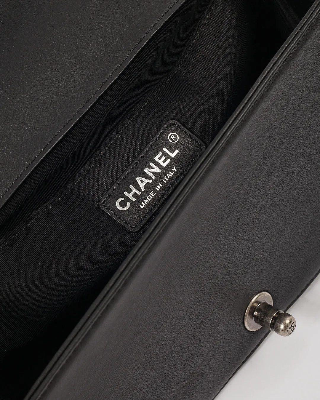 Chanel Black Lambskin Leather Jacquard Dallas Medium Boy Bag