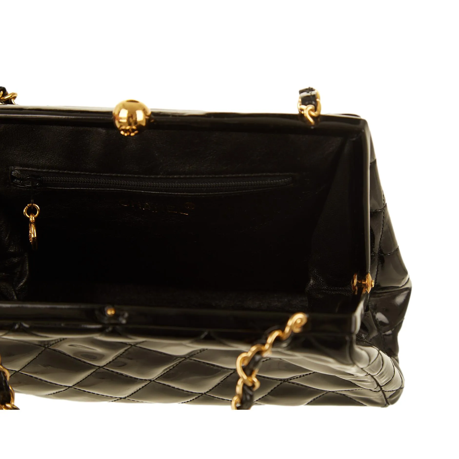 Chanel Black Patent Chain Shoulder Bag
