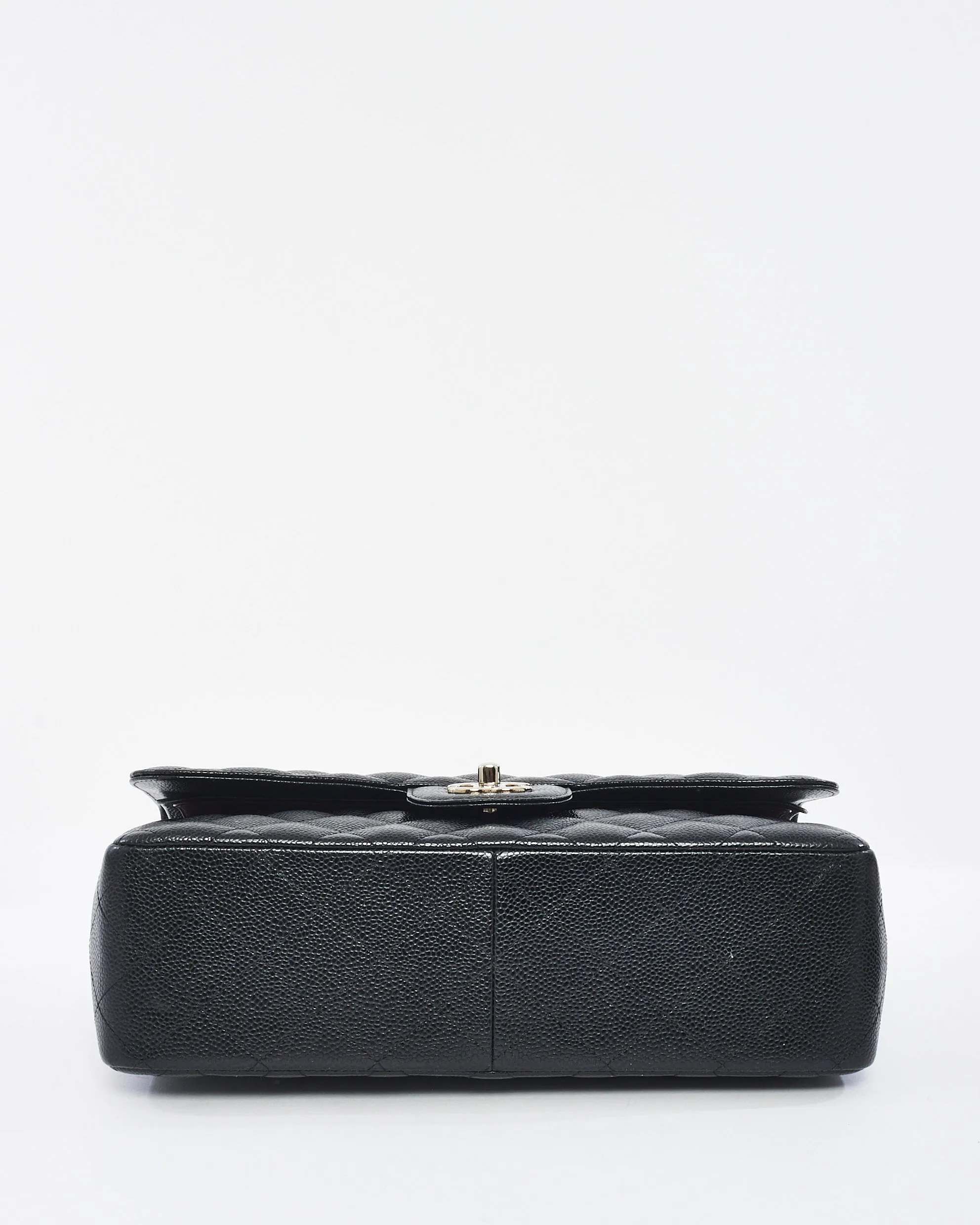 Chanel Black Quilted Caviar Leather Jumbo Double Flap with SHW