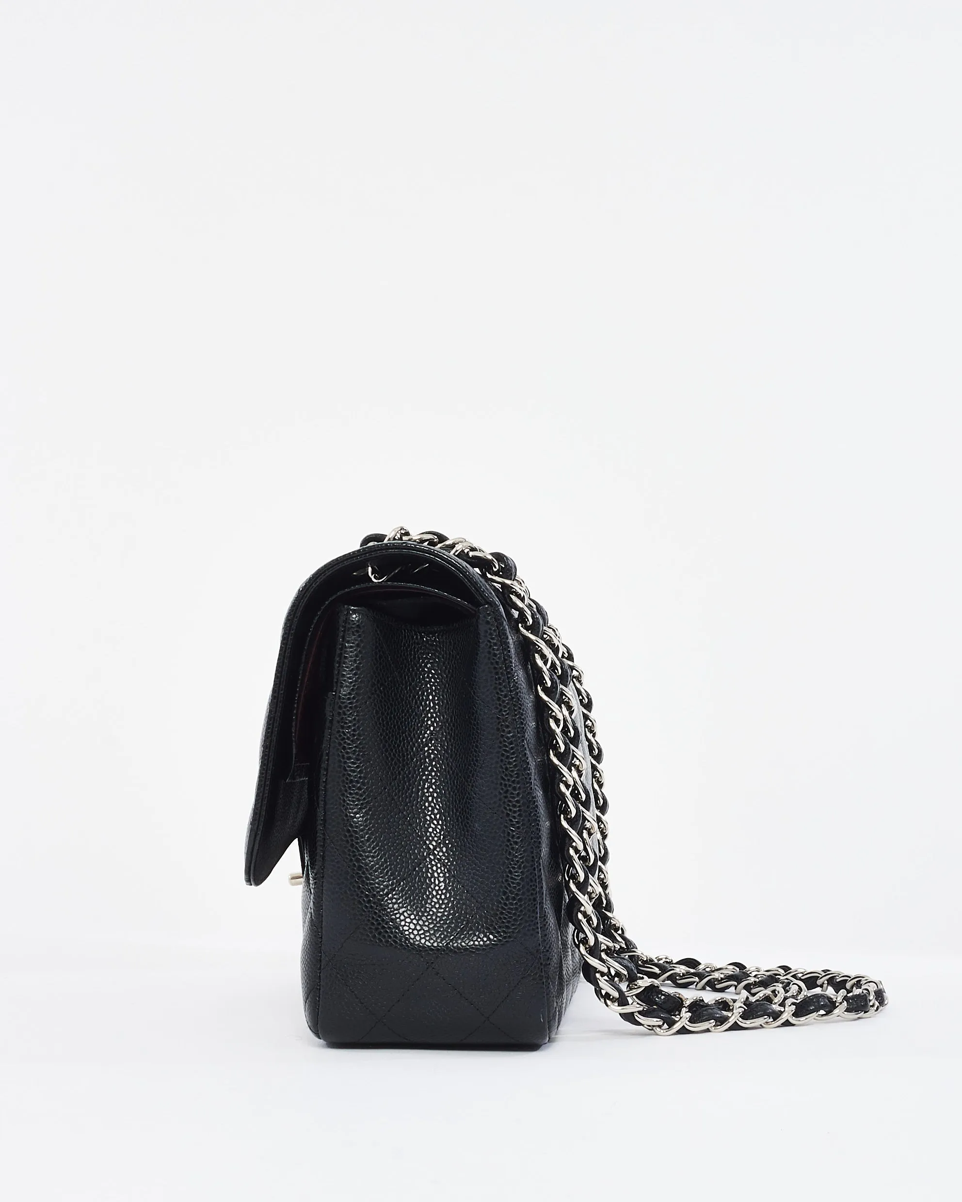 Chanel Black Quilted Caviar Leather Jumbo Double Flap with SHW