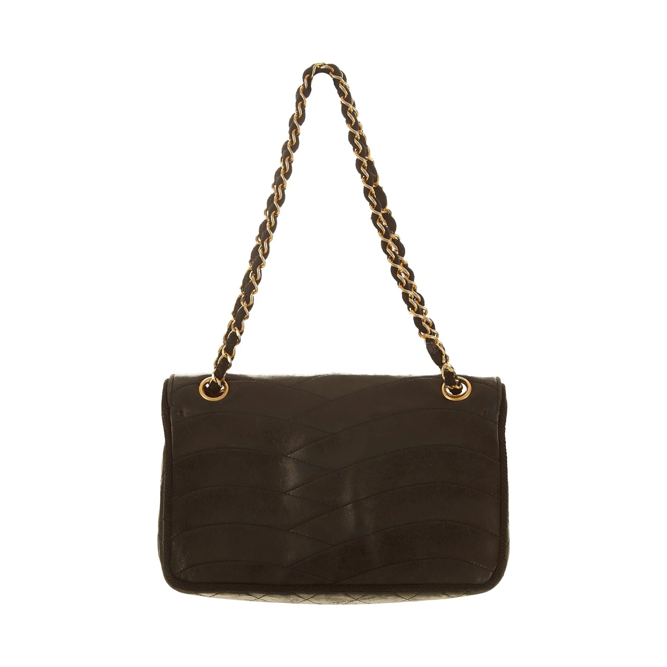 Chanel Black Wave Stitch Chain Shoulder Bag