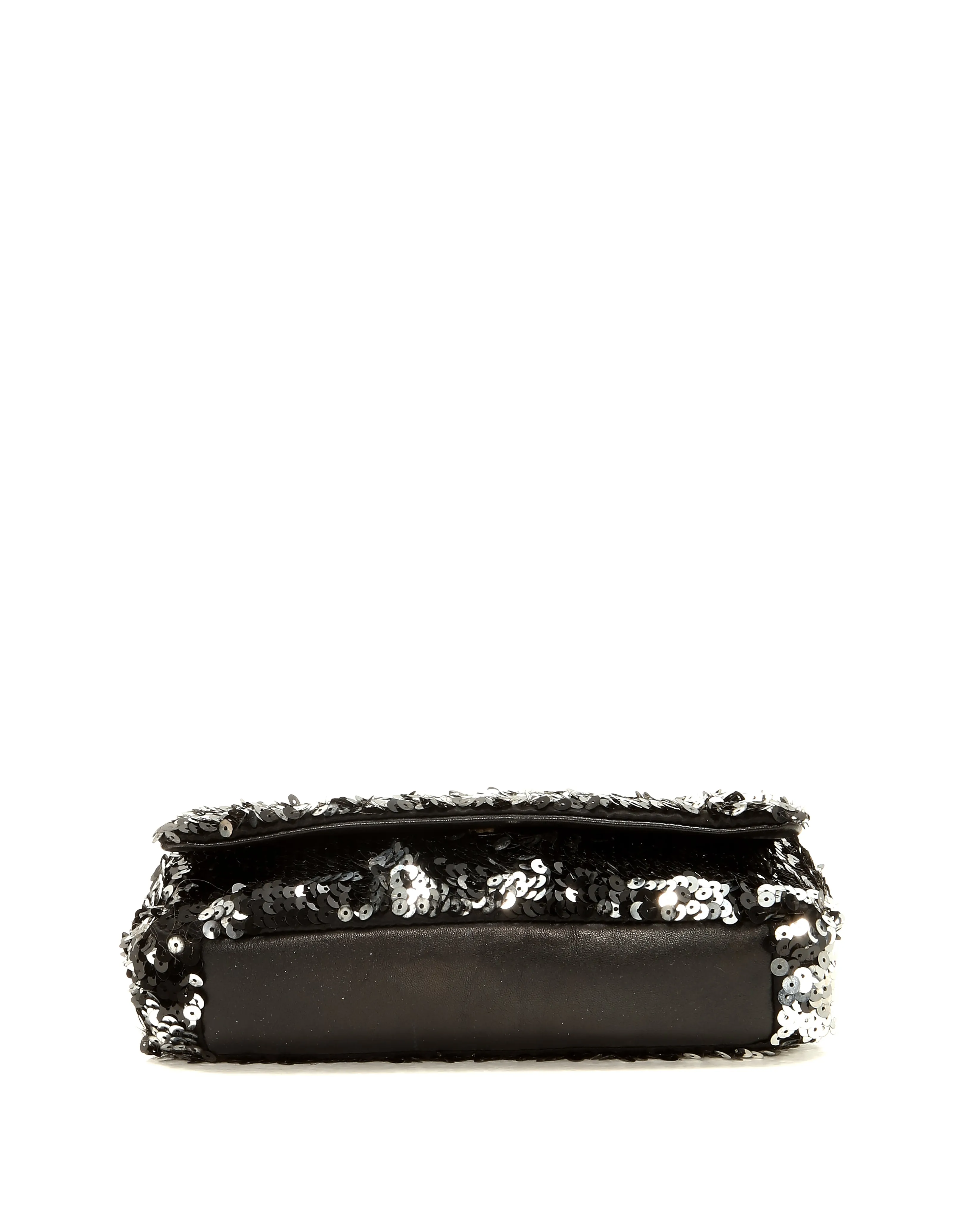 Chanel Black/Silver Sequin Flap CC Logo Shoulder Bag