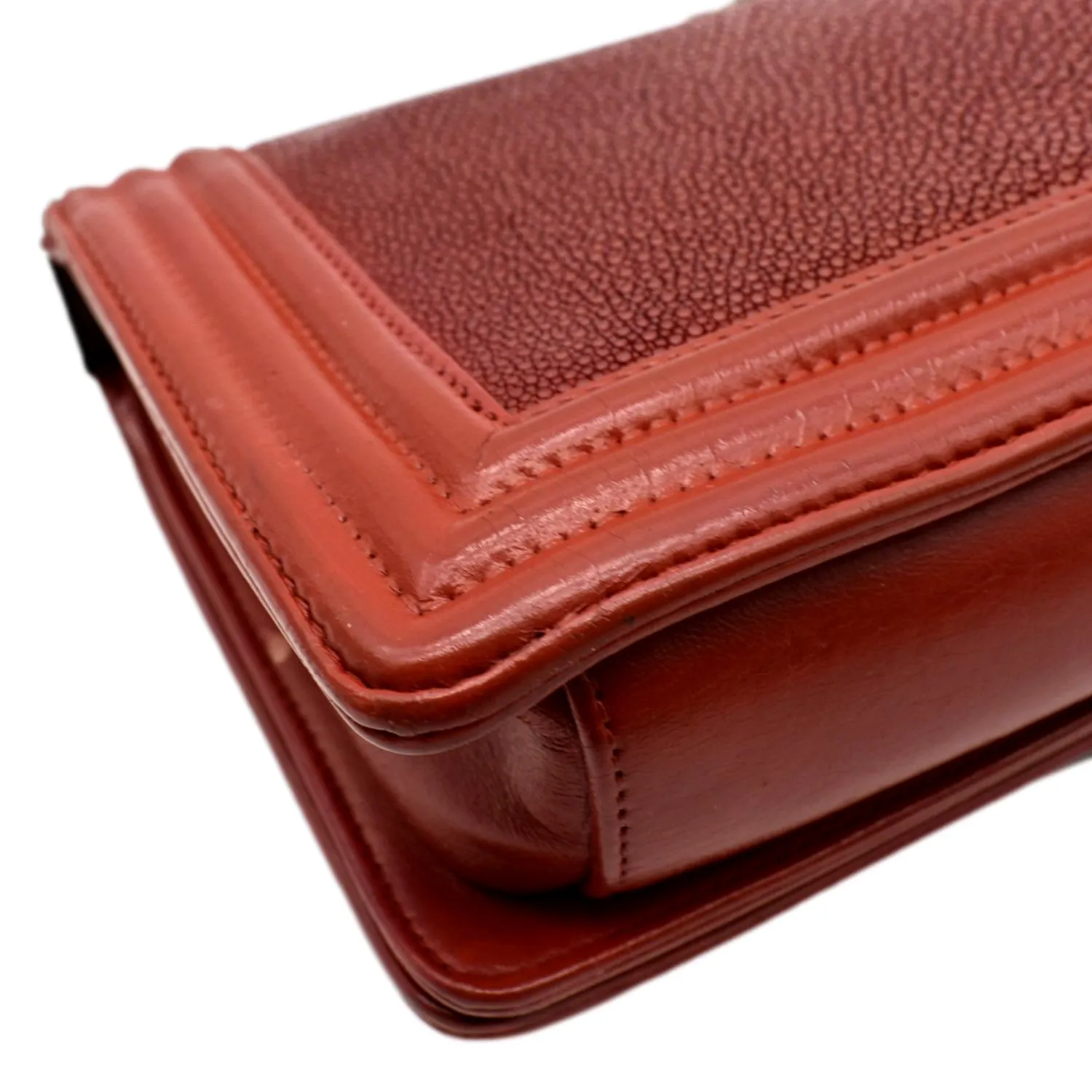 CHANEL Boy Flap with Stingray Leather Shoulder Bag Red - Final Sale