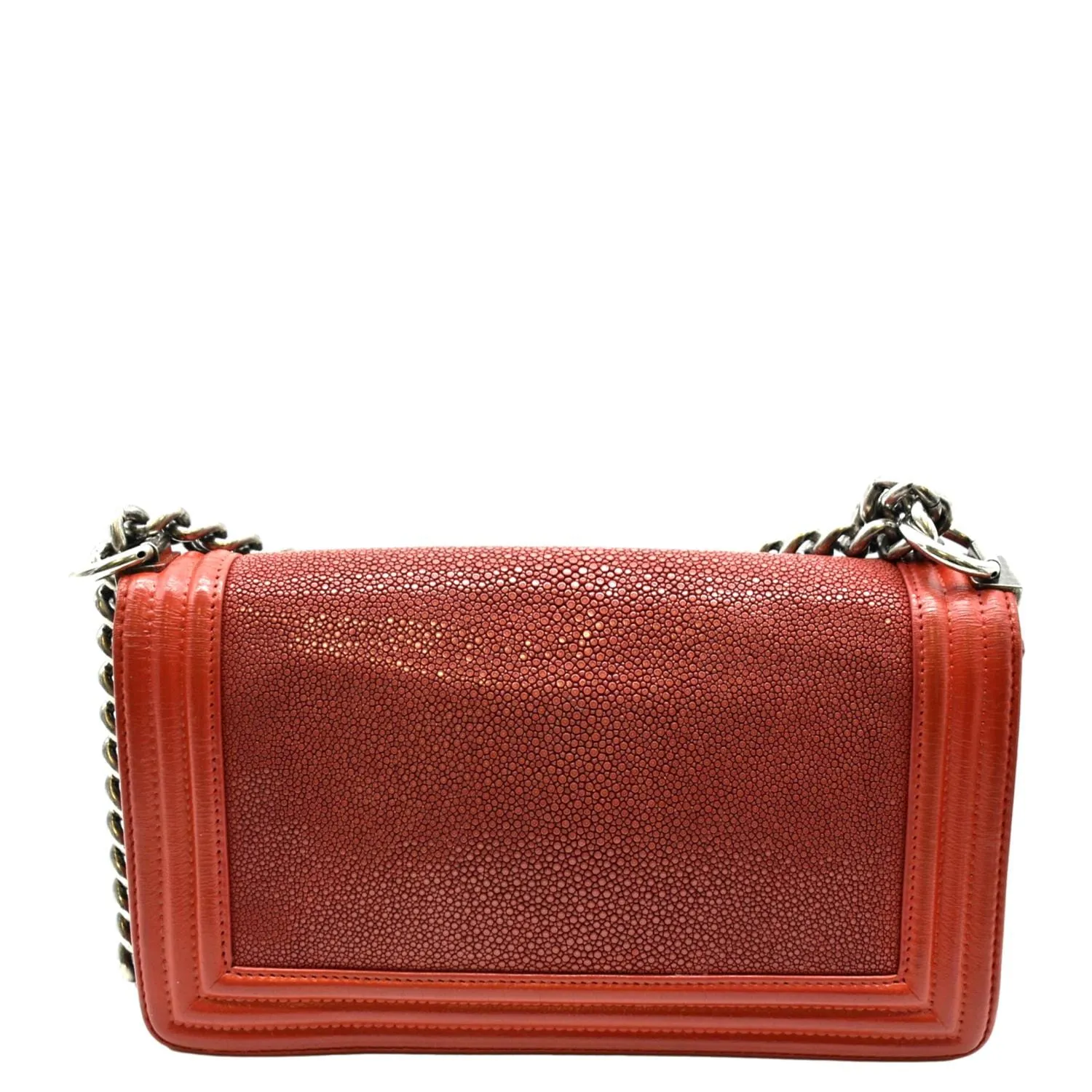 CHANEL Boy Flap with Stingray Leather Shoulder Bag Red - Final Sale
