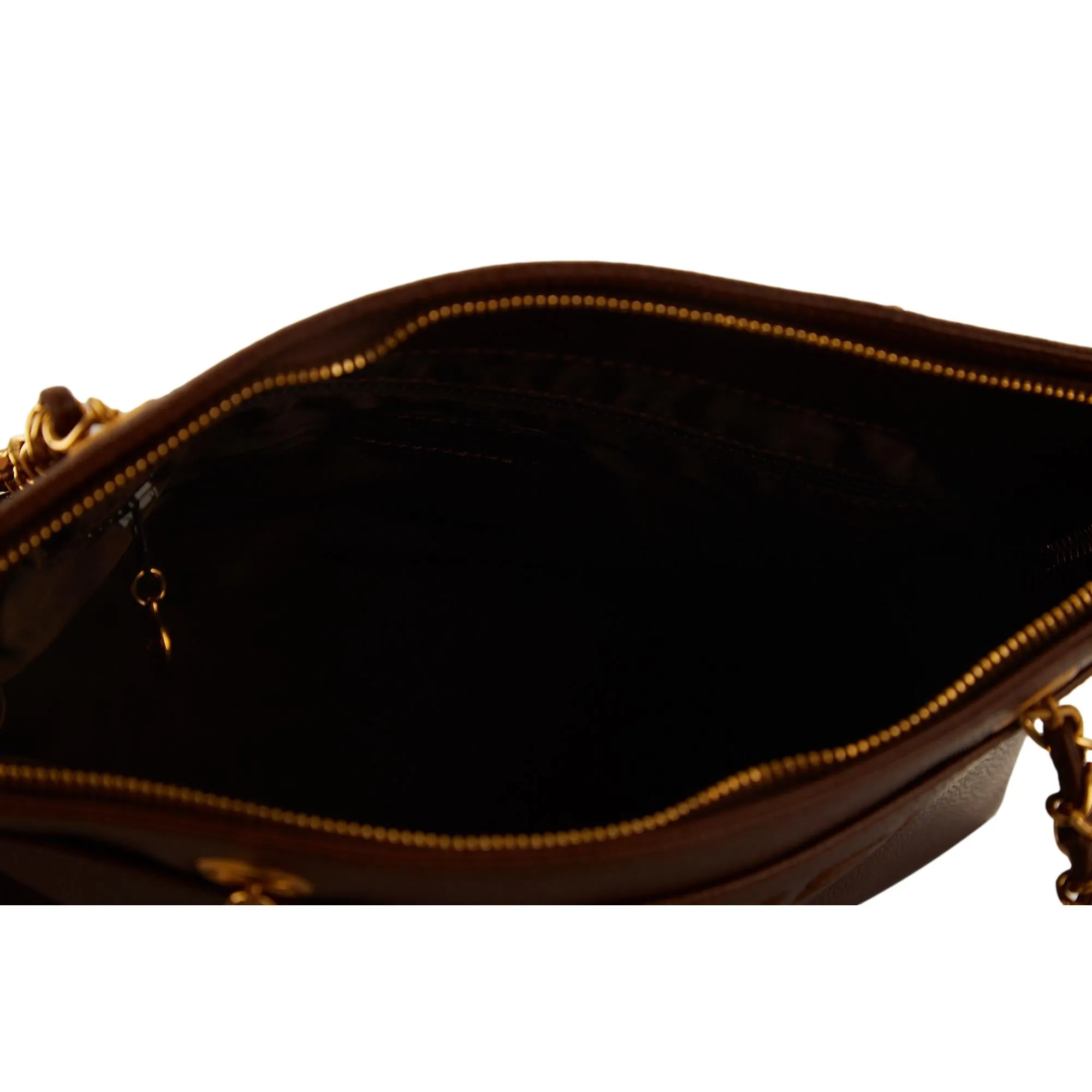 Chanel Brown Logo Chain Shoulder Bag