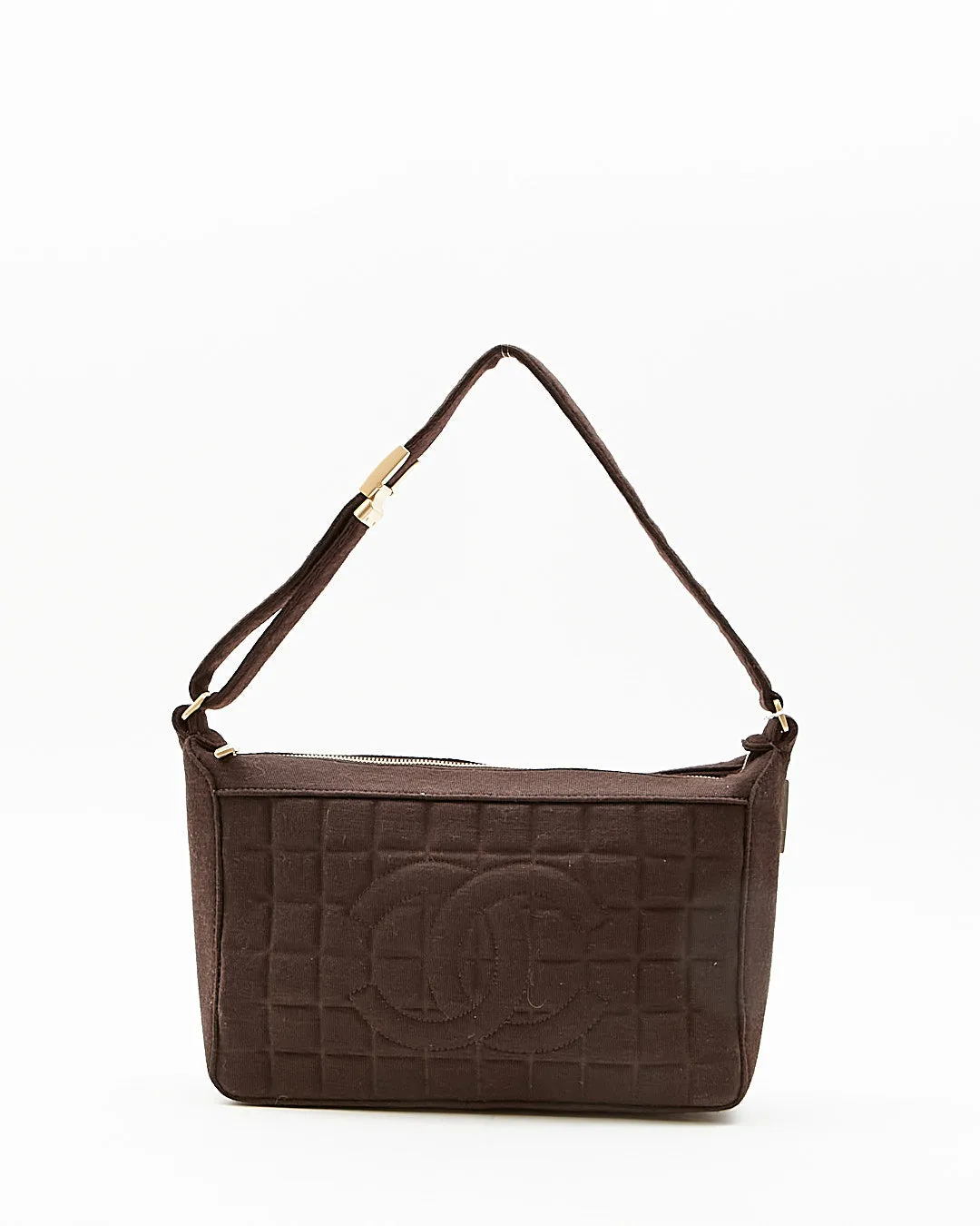 Chanel Brown Wool Chocolate Bar Shoulder Bag