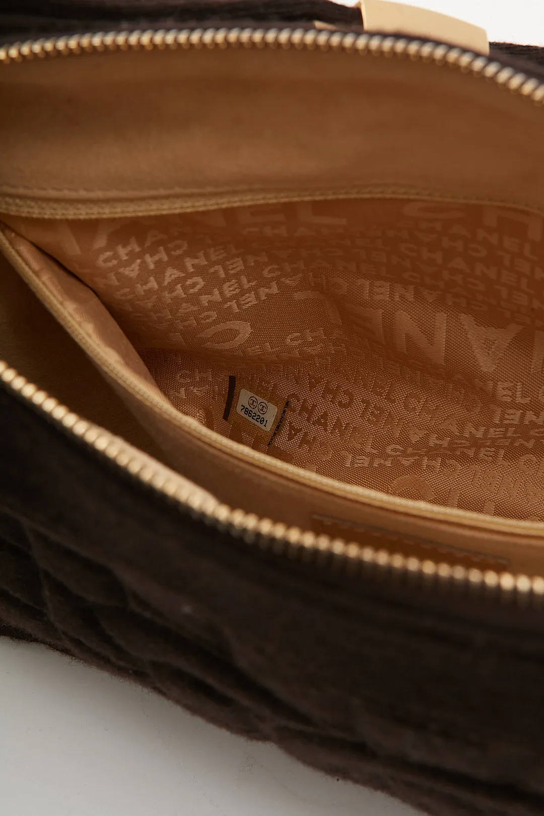 Chanel Brown Wool Chocolate Bar Shoulder Bag