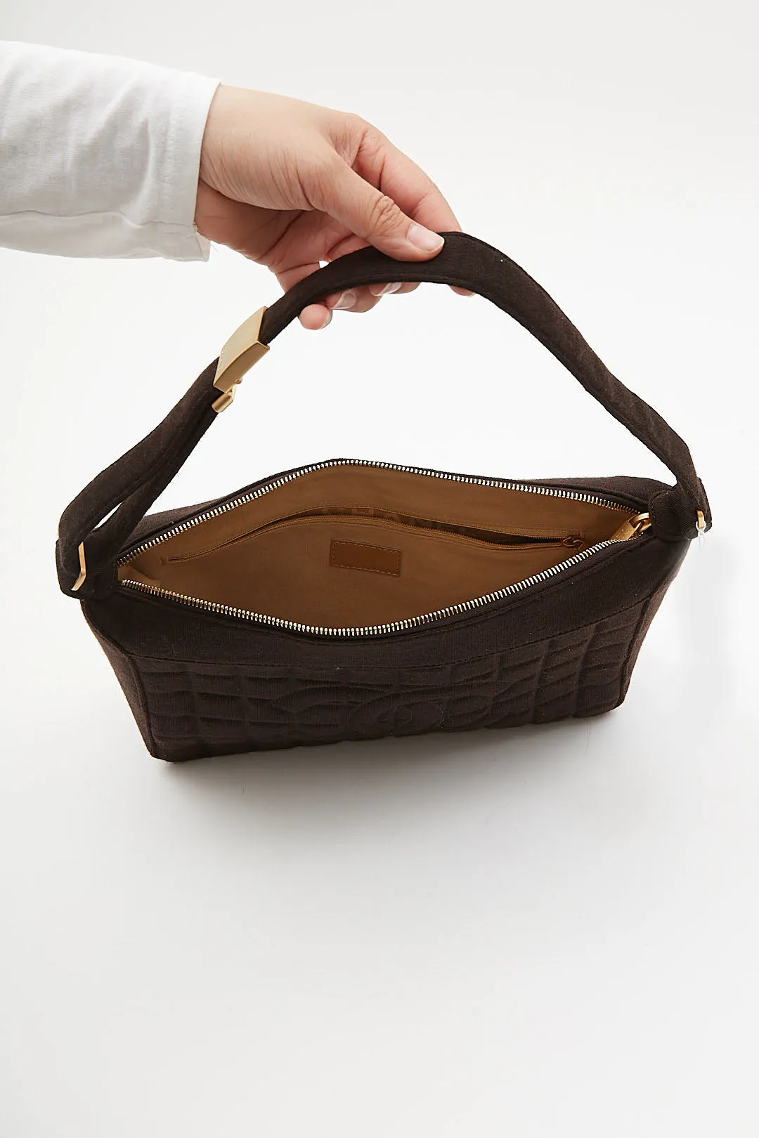 Chanel Brown Wool Chocolate Bar Shoulder Bag