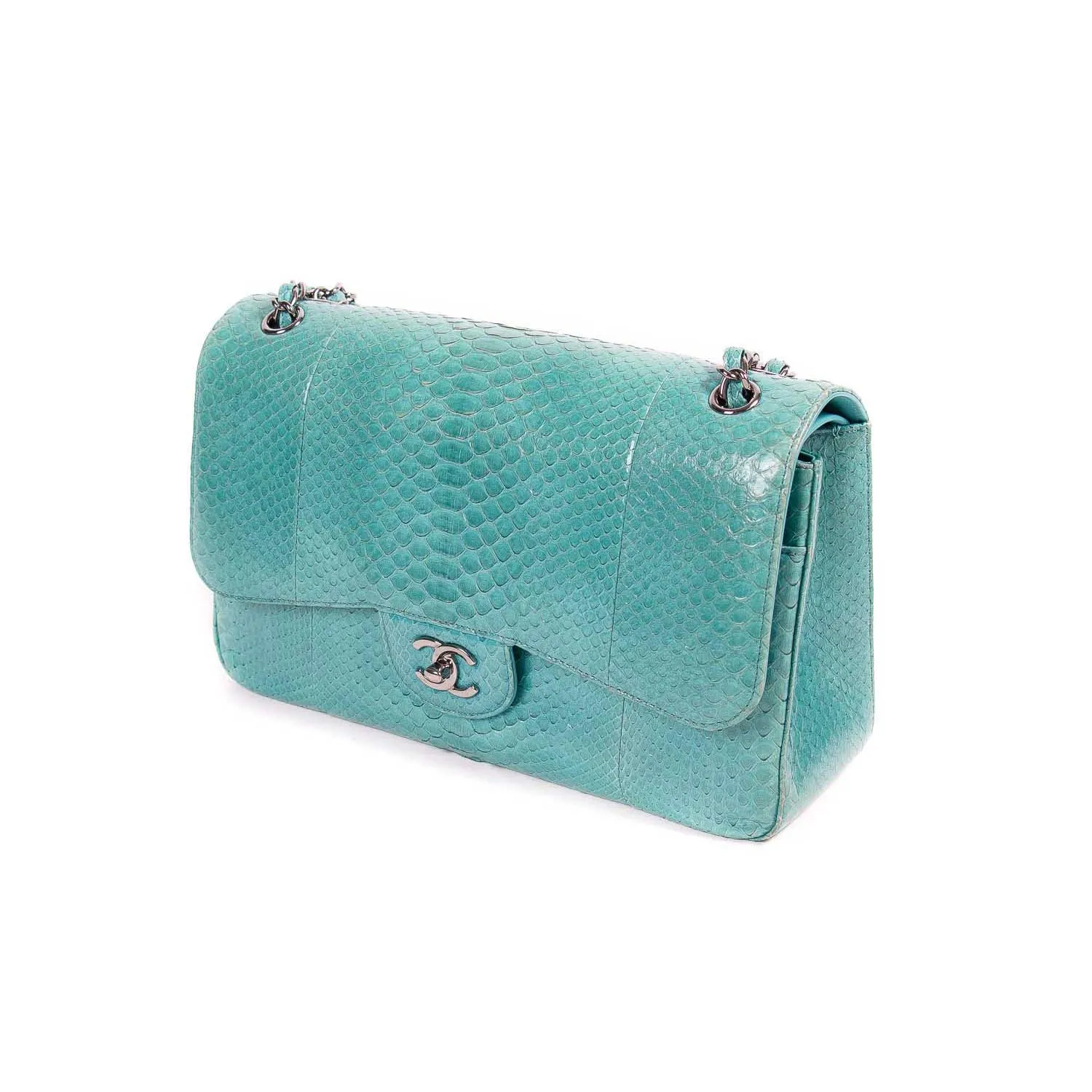 Chanel Classic Python Jumbo Double Flap Bag