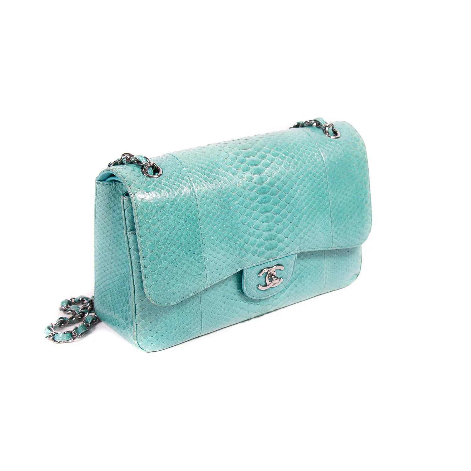 Chanel Classic Python Jumbo Double Flap Bag