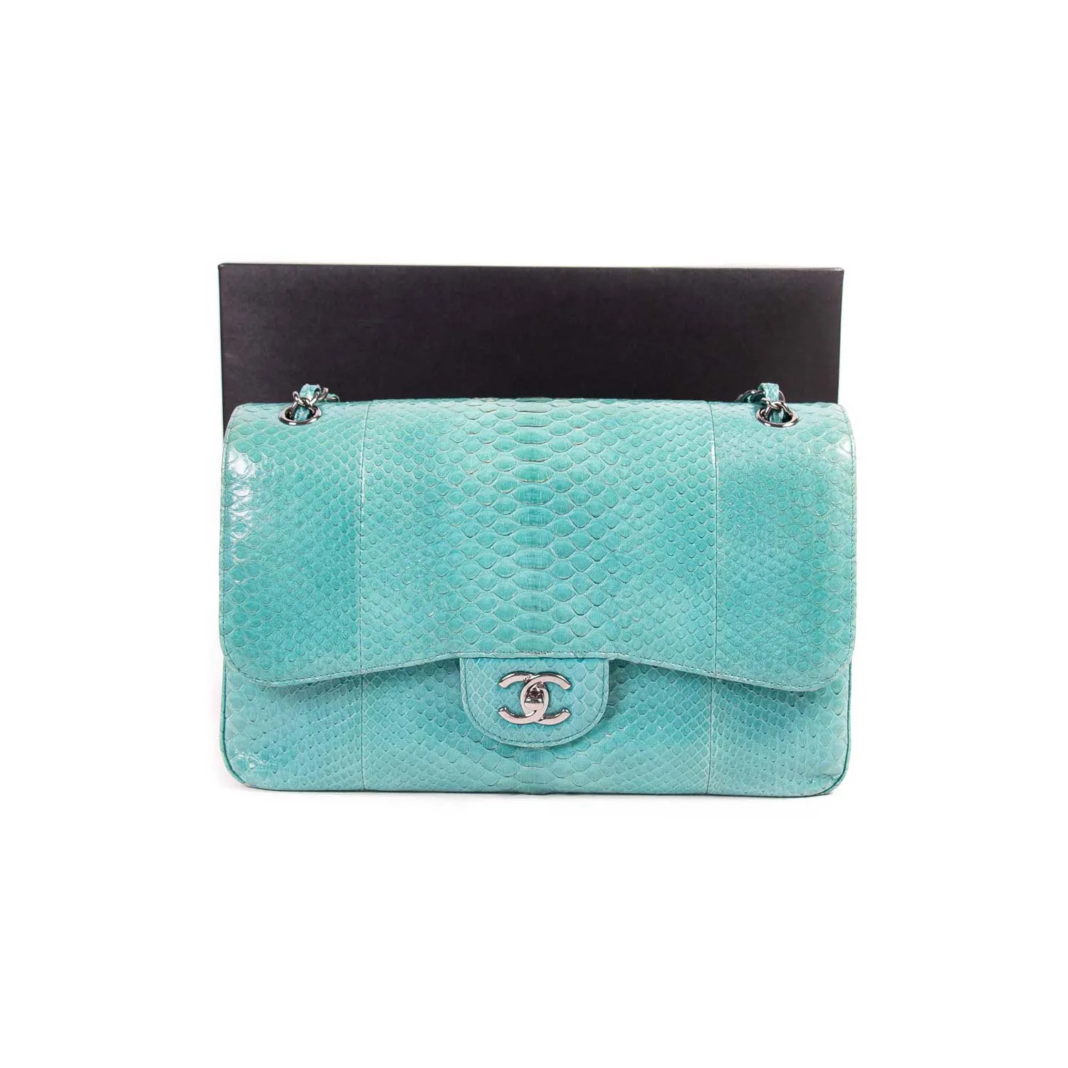 Chanel Classic Python Jumbo Double Flap Bag