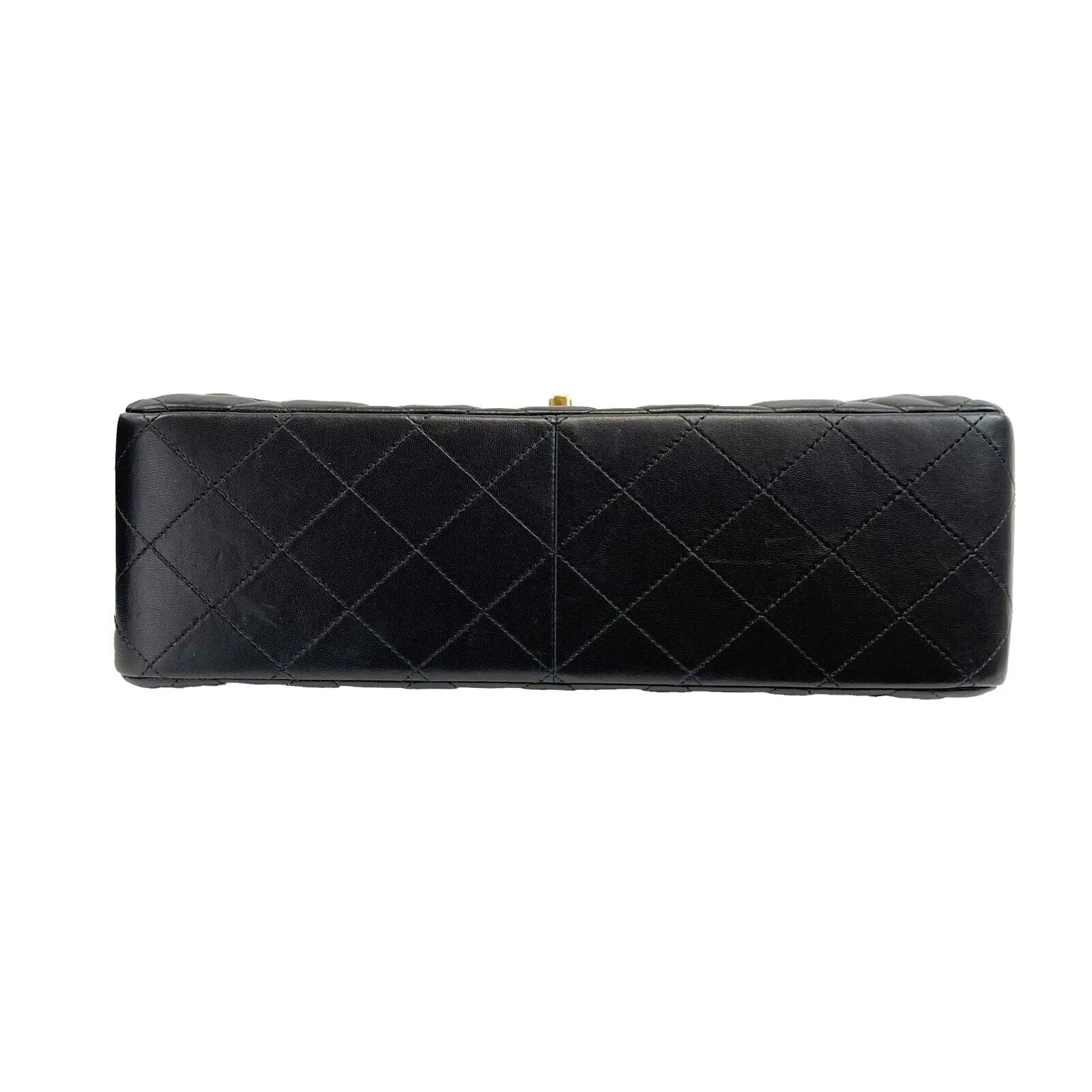 Chanel - Excellent - Quilted Jumbo CC Double Flap Black Lambskin Shoulder Bag
